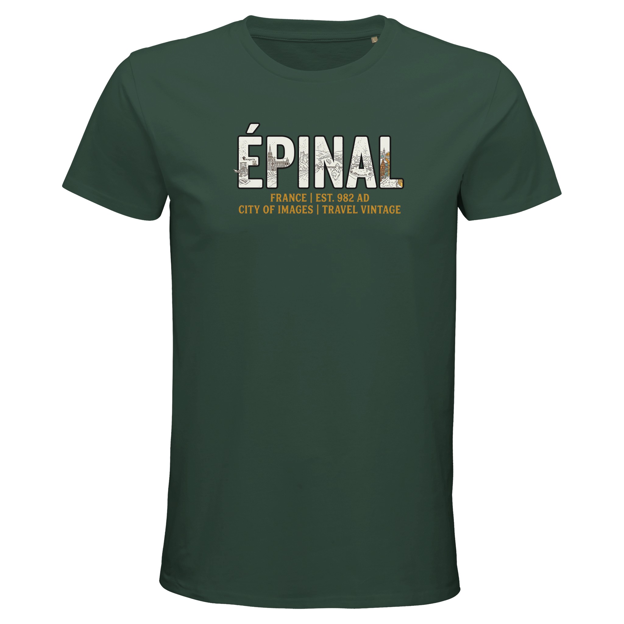 T-shirt Épinal homme bio ajusté T-shirt Épinal homme bio ajusté, coloris Vert bouteille