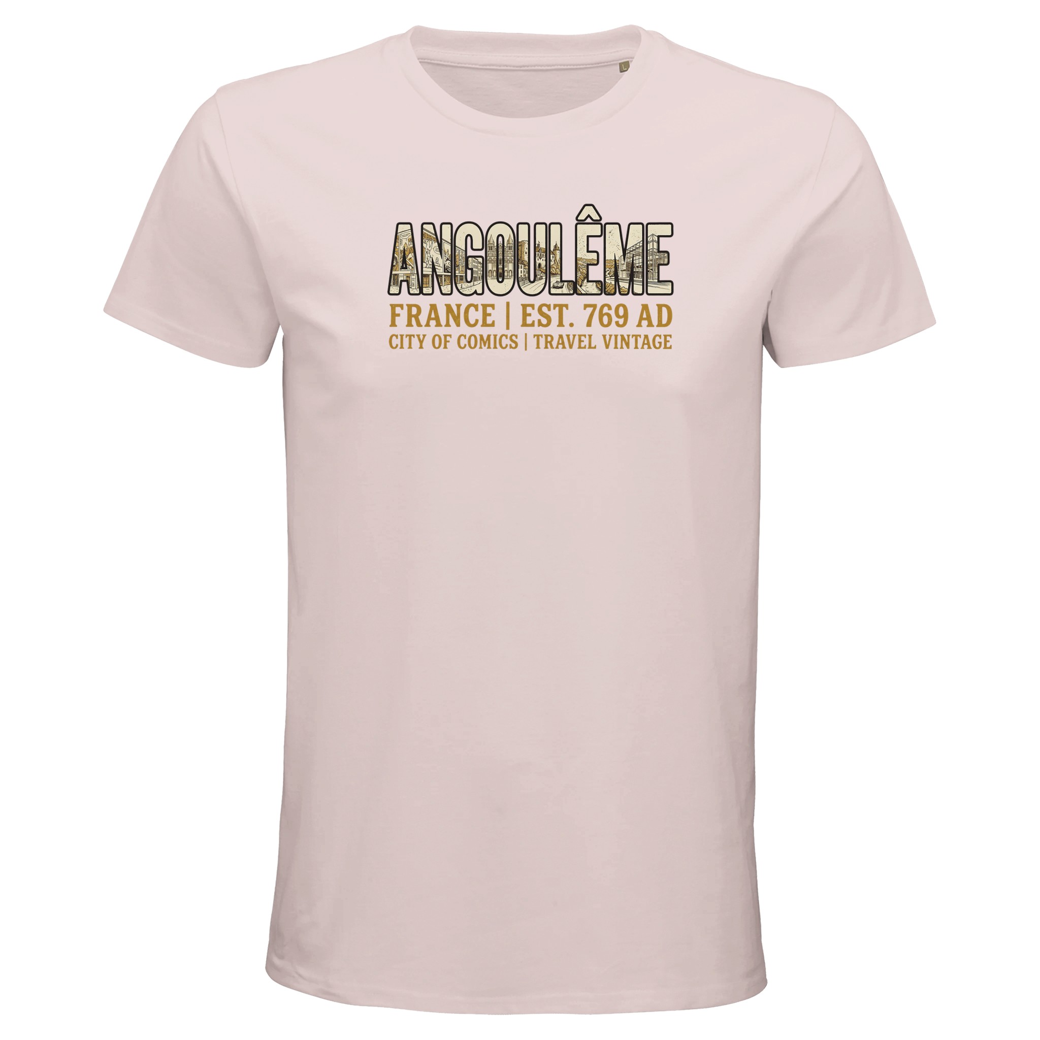 T-shirt Angoulême homme bio ajusté City of Comics T-shirt Angoulême homme bio ajusté City of Comics, coloris Pale Pink