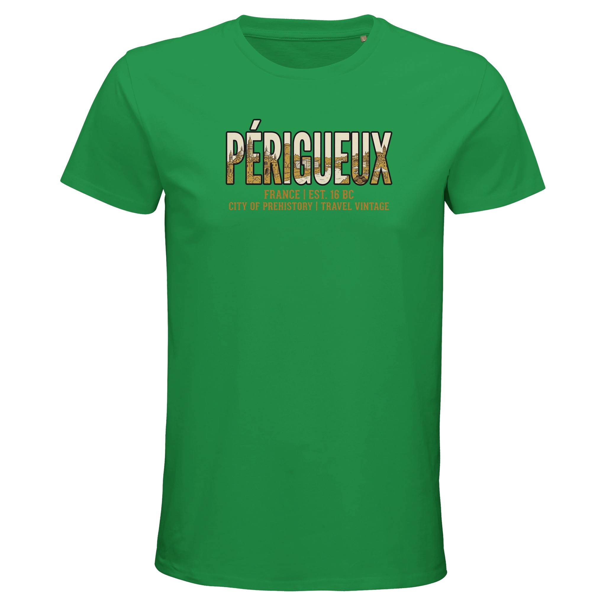 T-shirt Périgueux homme bio ajusté T-shirt Périgueux homme bio ajusté, coloris Kelly Vert