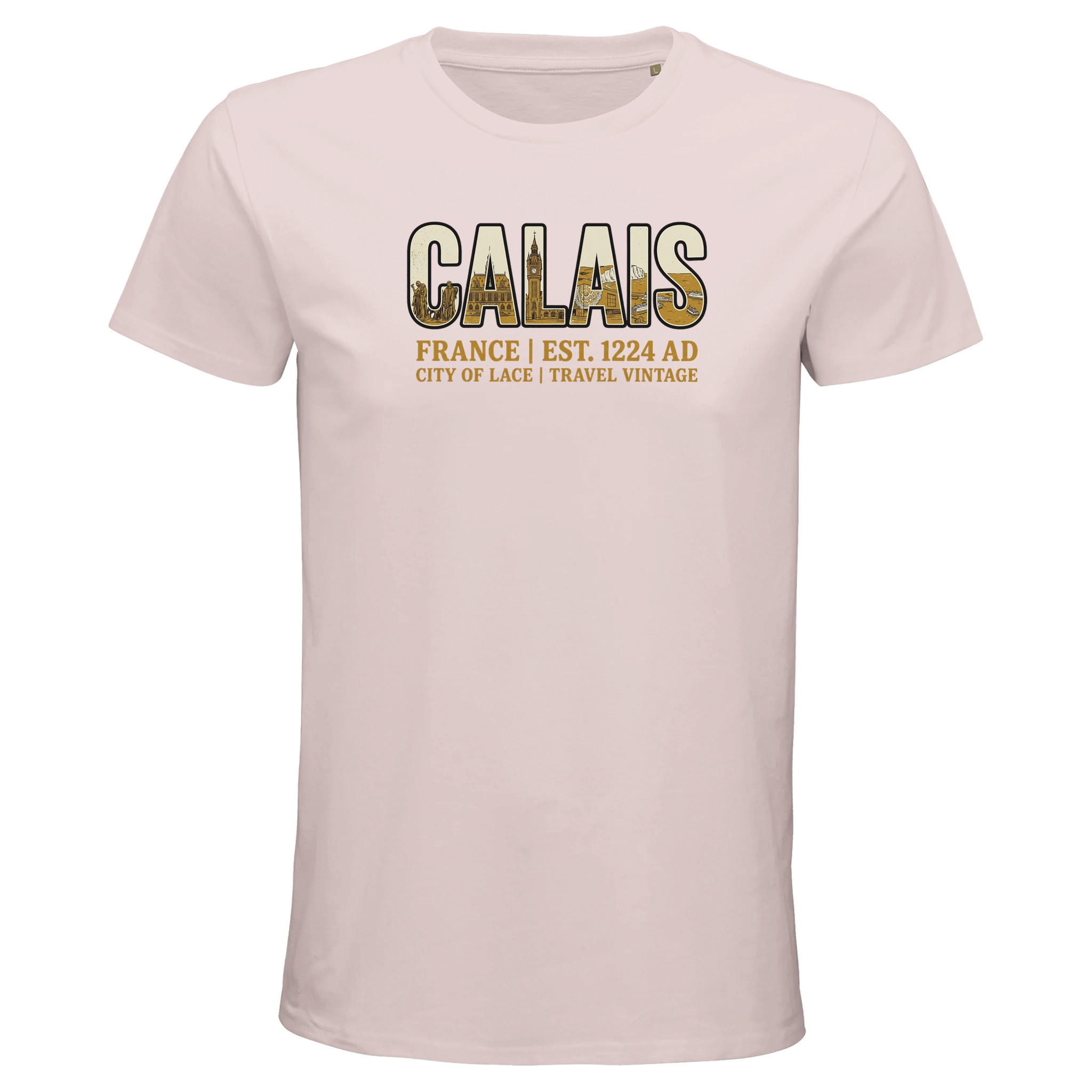 T-shirt Calais homme bio ajusté Cité de la dentelle T-shirt Calais homme bio ajusté Cité de la dentelle, coloris Pale Pink
