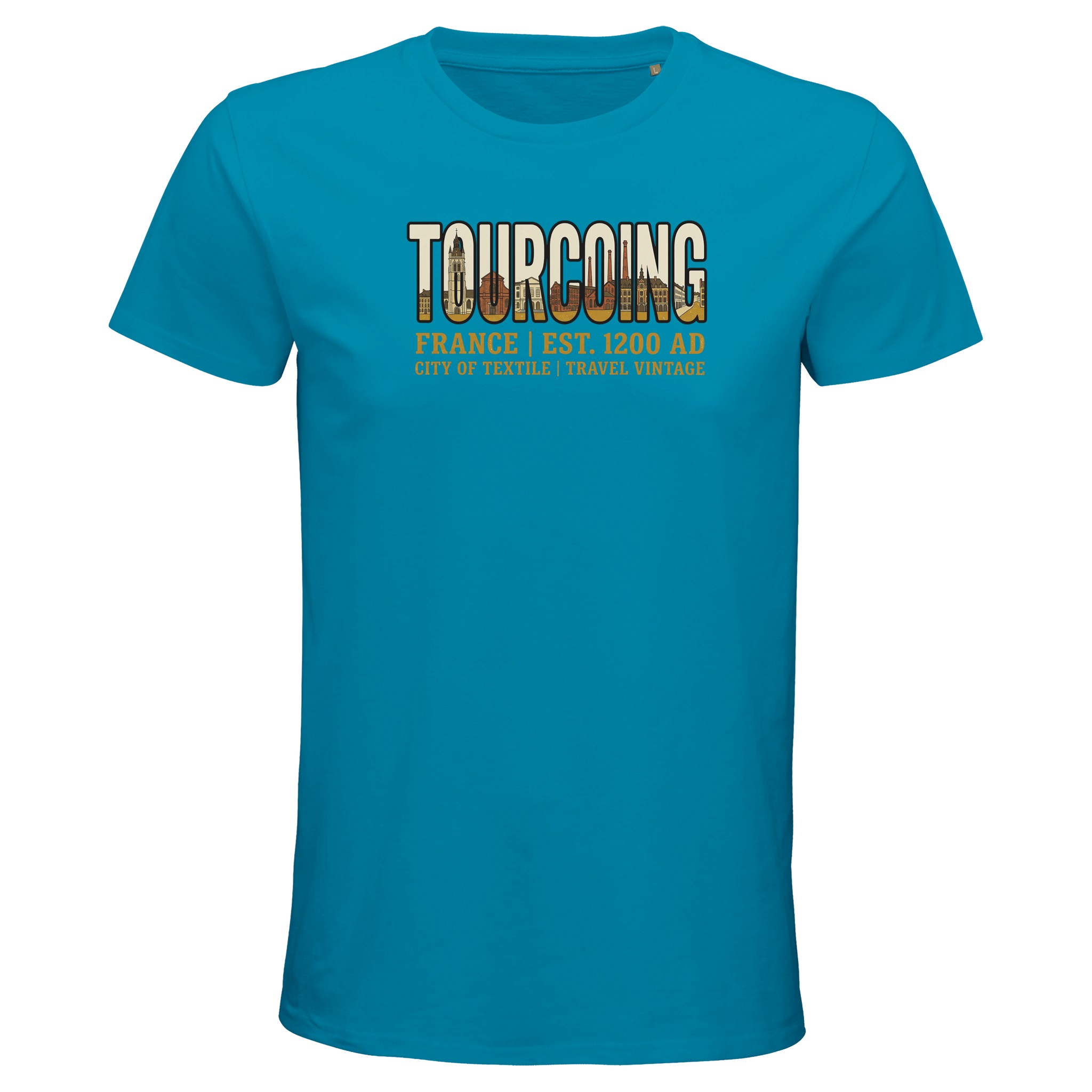 T-shirt Tourcoing homme bio ajusté coton T-shirt Tourcoing homme bio ajusté coton, coloris Aqua