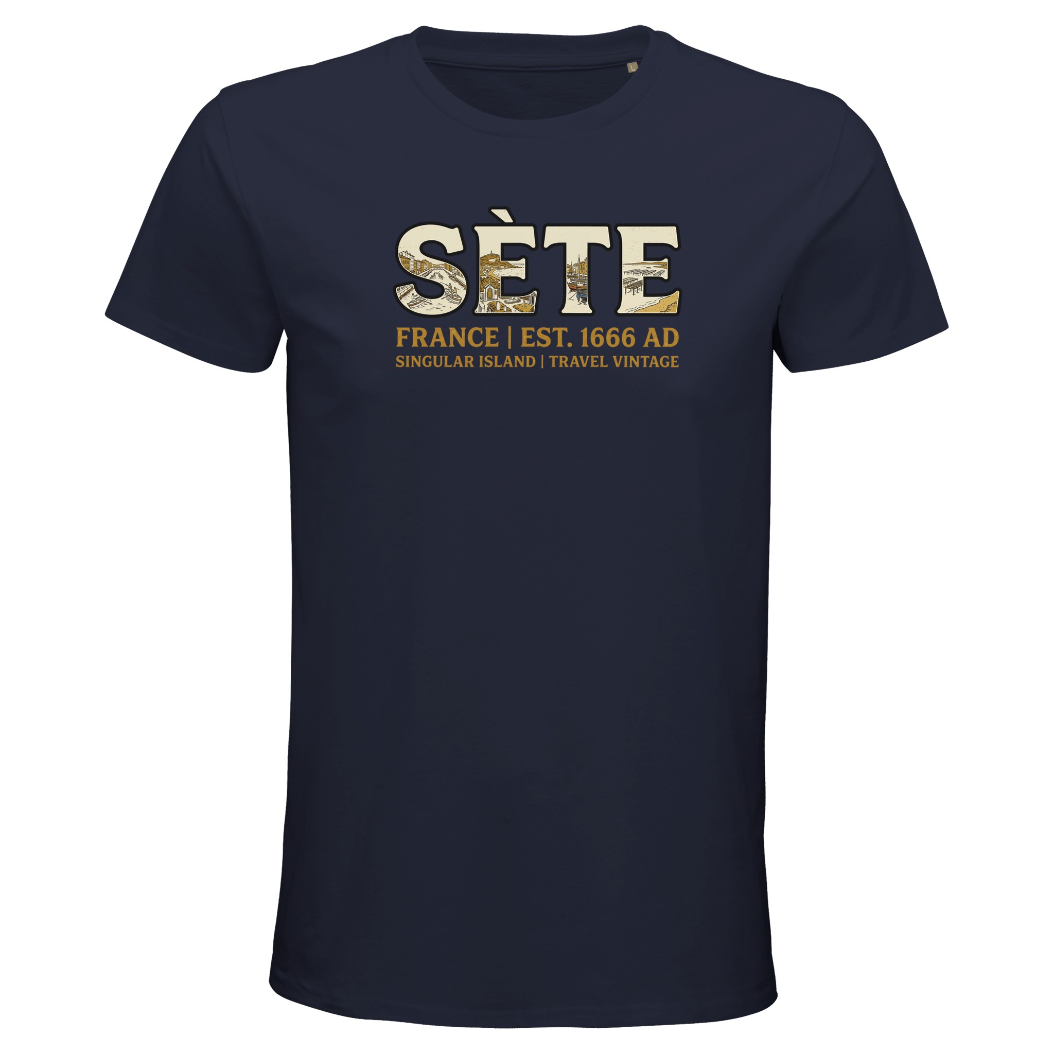 T-shirt Sète homme bio ajusté col rond T-shirt Sète homme bio ajusté col rond, coloris French Navy