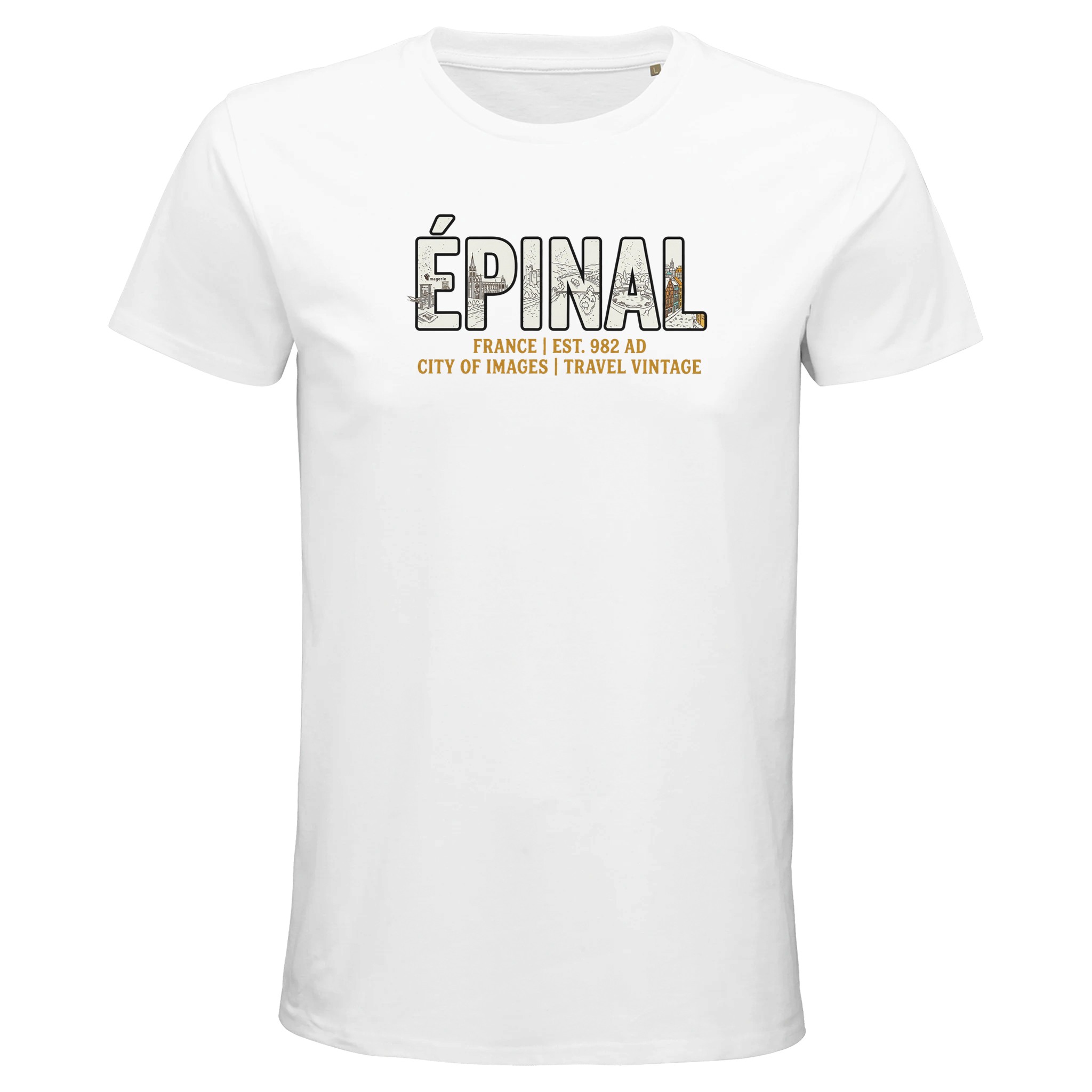 T-shirt Épinal homme bio ajusté T-shirt Épinal homme bio ajusté, coloris Blanc
