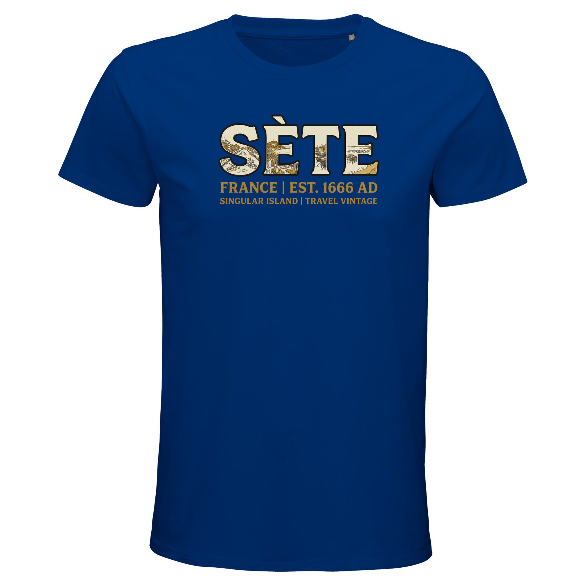T-shirt Sète homme bio ajusté col rond T-shirt Sète homme bio ajusté col rond, coloris Royal Blue