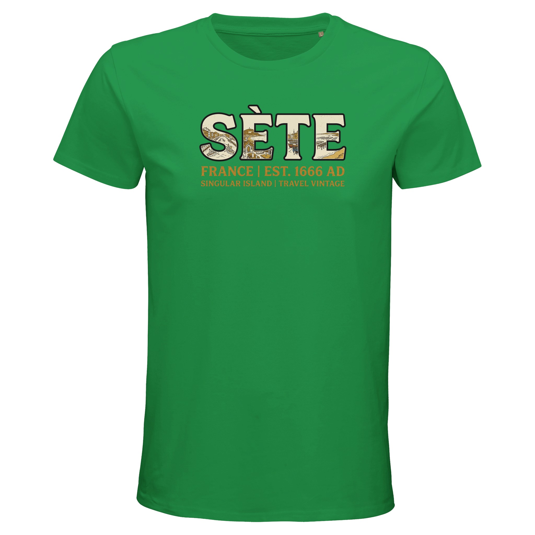 T-shirt Sète homme bio ajusté col rond T-shirt Sète homme bio ajusté col rond, coloris Kelly Vert