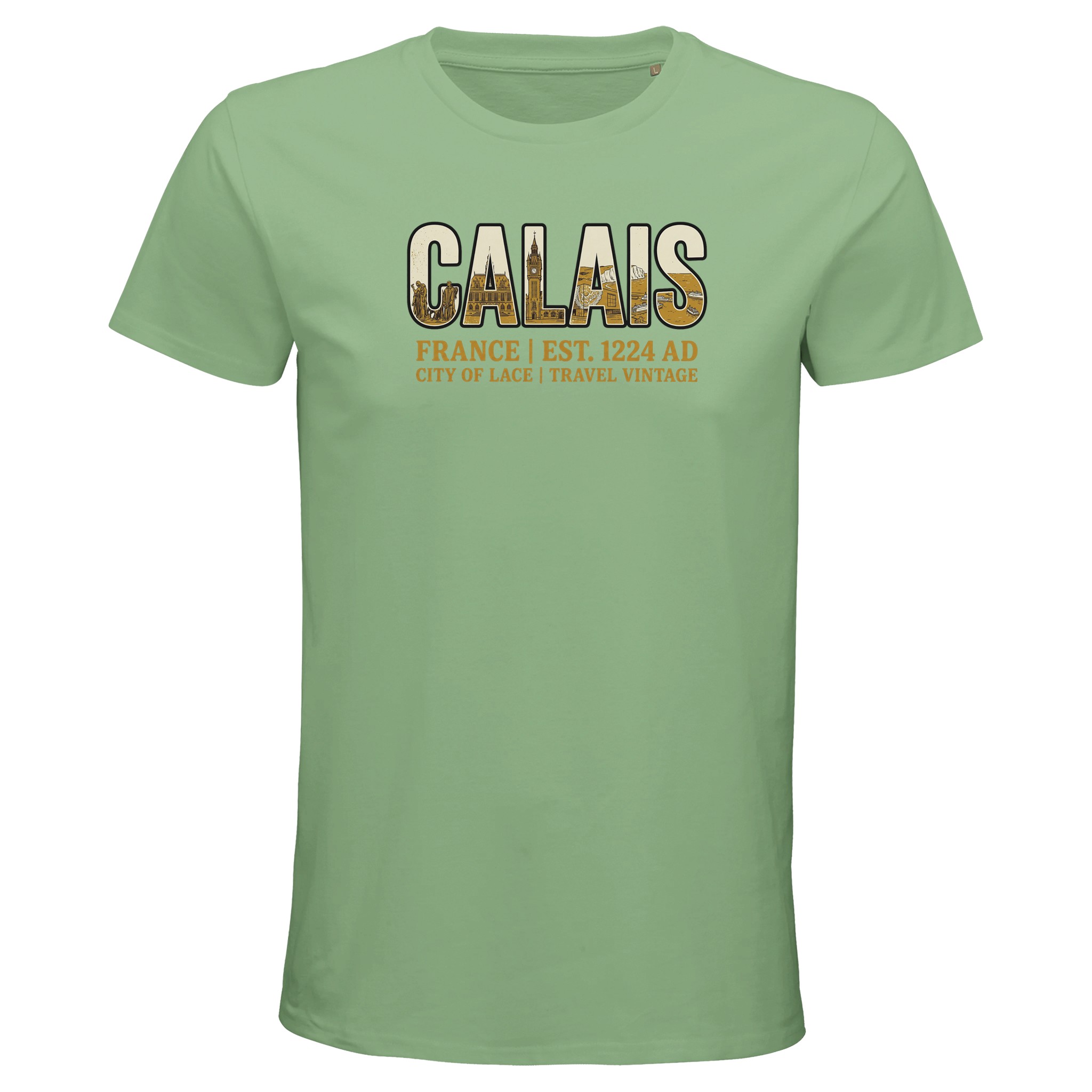 T-shirt Calais homme bio ajusté Cité de la dentelle T-shirt Calais homme bio ajusté Cité de la dentelle, coloris apple green