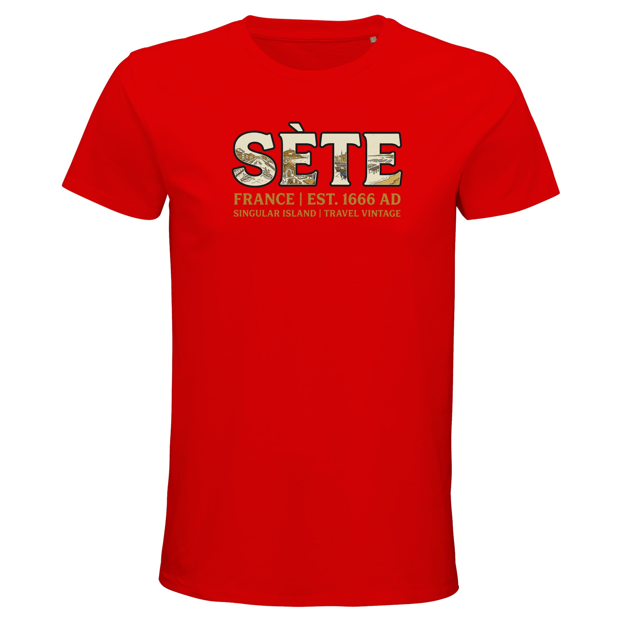 T-shirt Sète homme bio ajusté col rond T-shirt Sète homme bio ajusté col rond, coloris Bright Red
