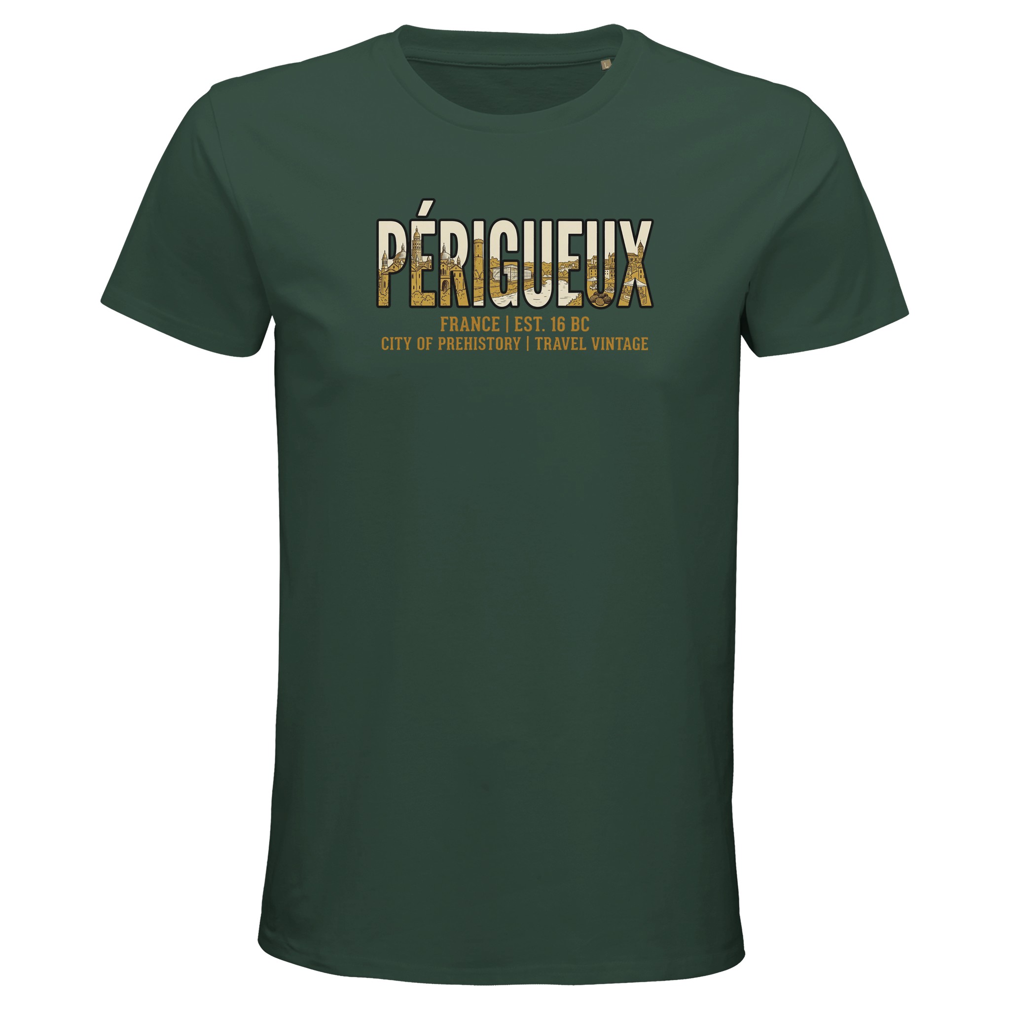 T-shirt Périgueux homme bio ajusté T-shirt Périgueux homme bio ajusté, coloris Vert bouteille