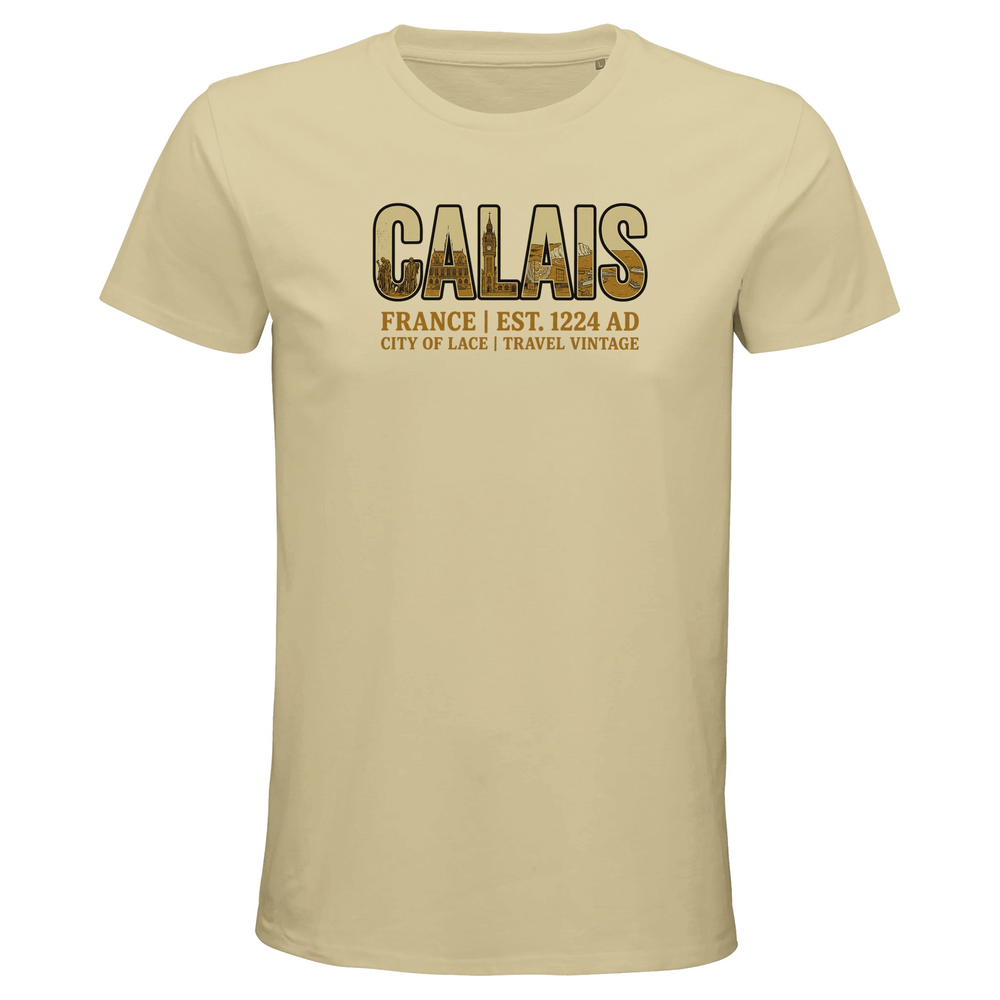 T-shirt Calais homme bio ajusté Cité de la dentelle T-shirt Calais homme bio ajusté Cité de la dentelle, coloris Natural