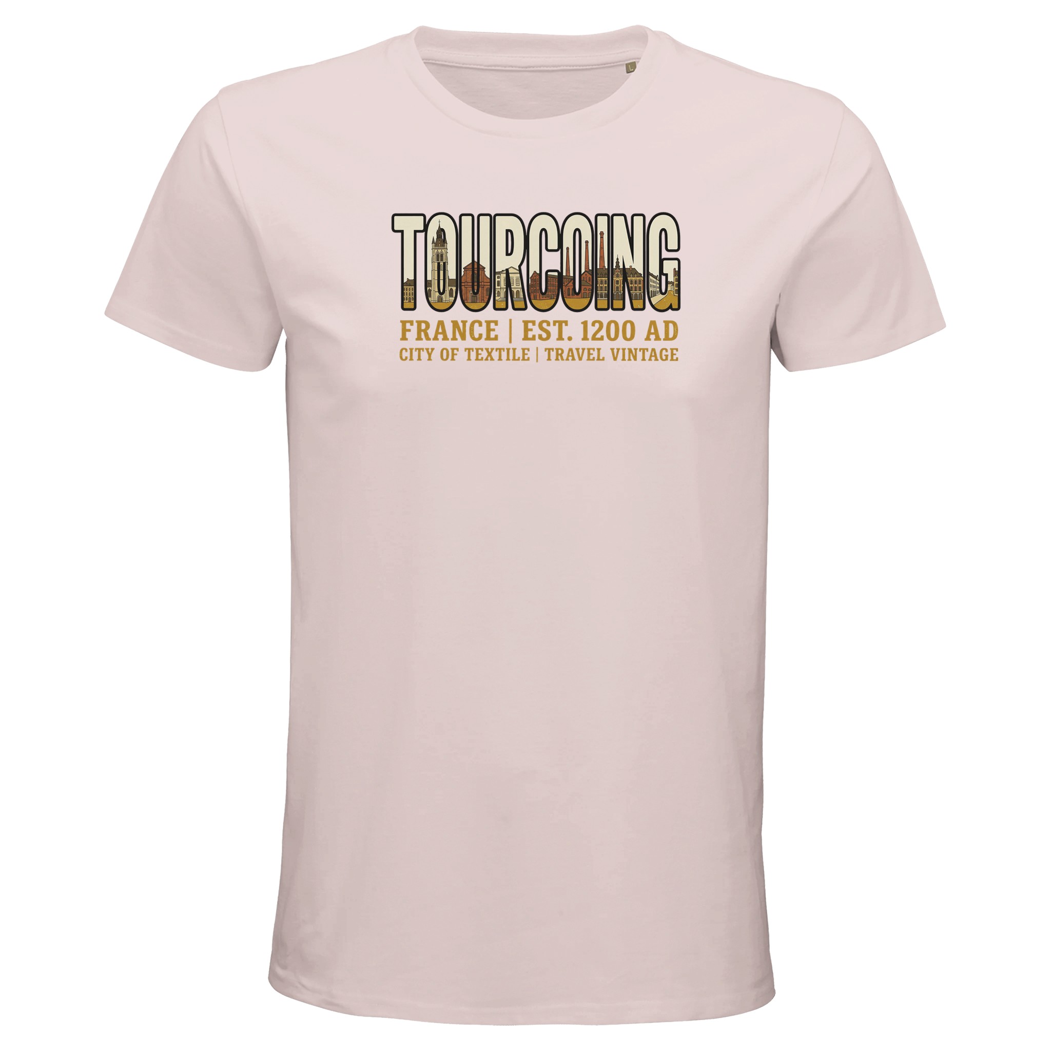 T-shirt Tourcoing homme bio ajusté coton T-shirt Tourcoing homme bio ajusté coton, coloris Pale Pink
