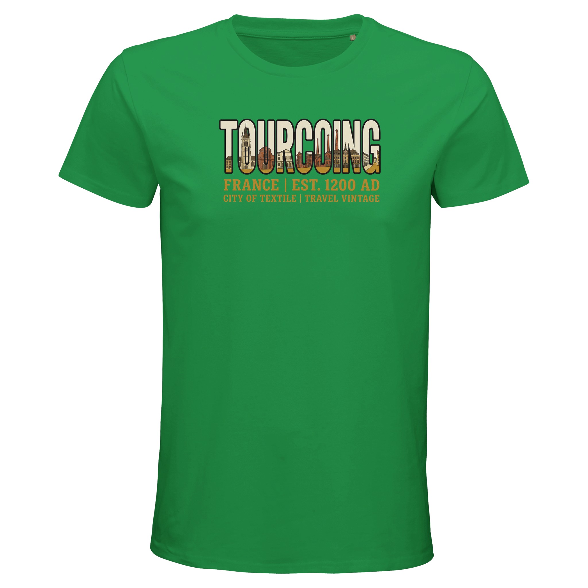 T-shirt Tourcoing homme bio ajusté coton T-shirt Tourcoing homme bio ajusté coton, coloris Kelly Vert