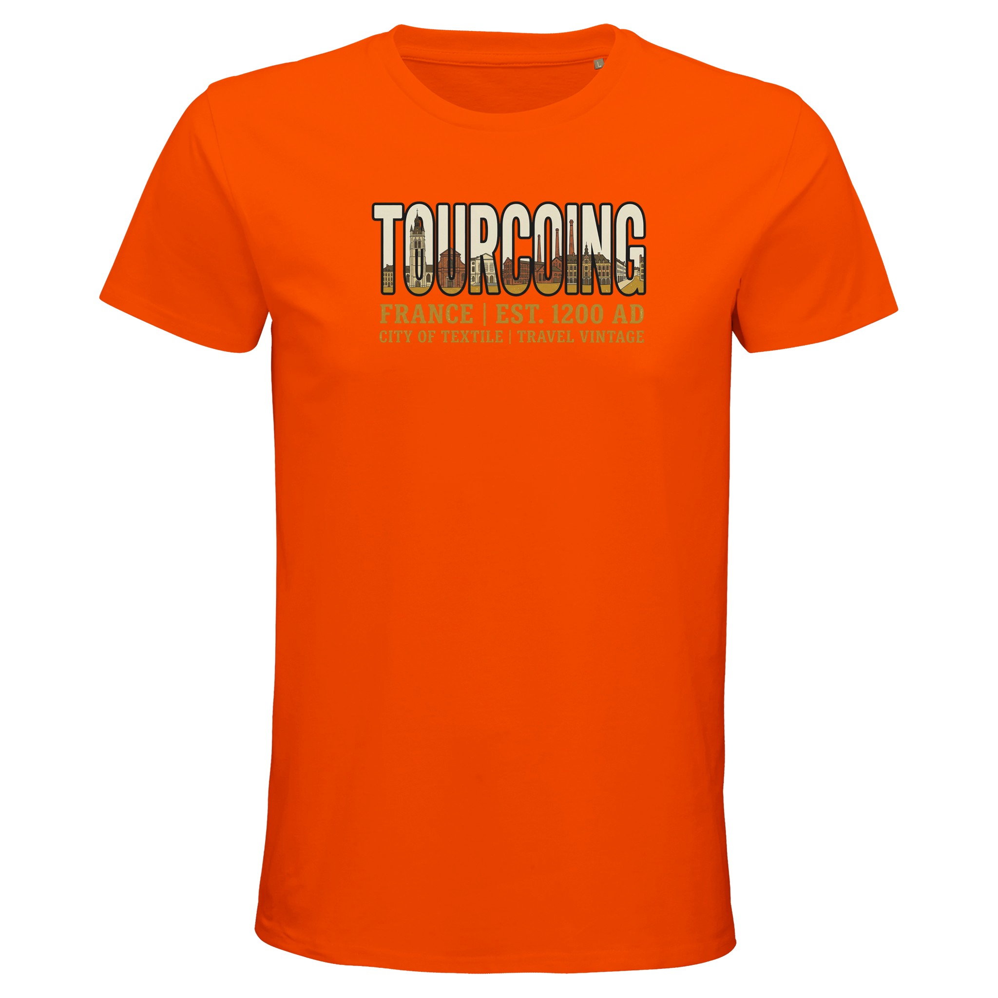 T-shirt Tourcoing homme bio ajusté coton T-shirt Tourcoing homme bio ajusté coton, coloris Orange