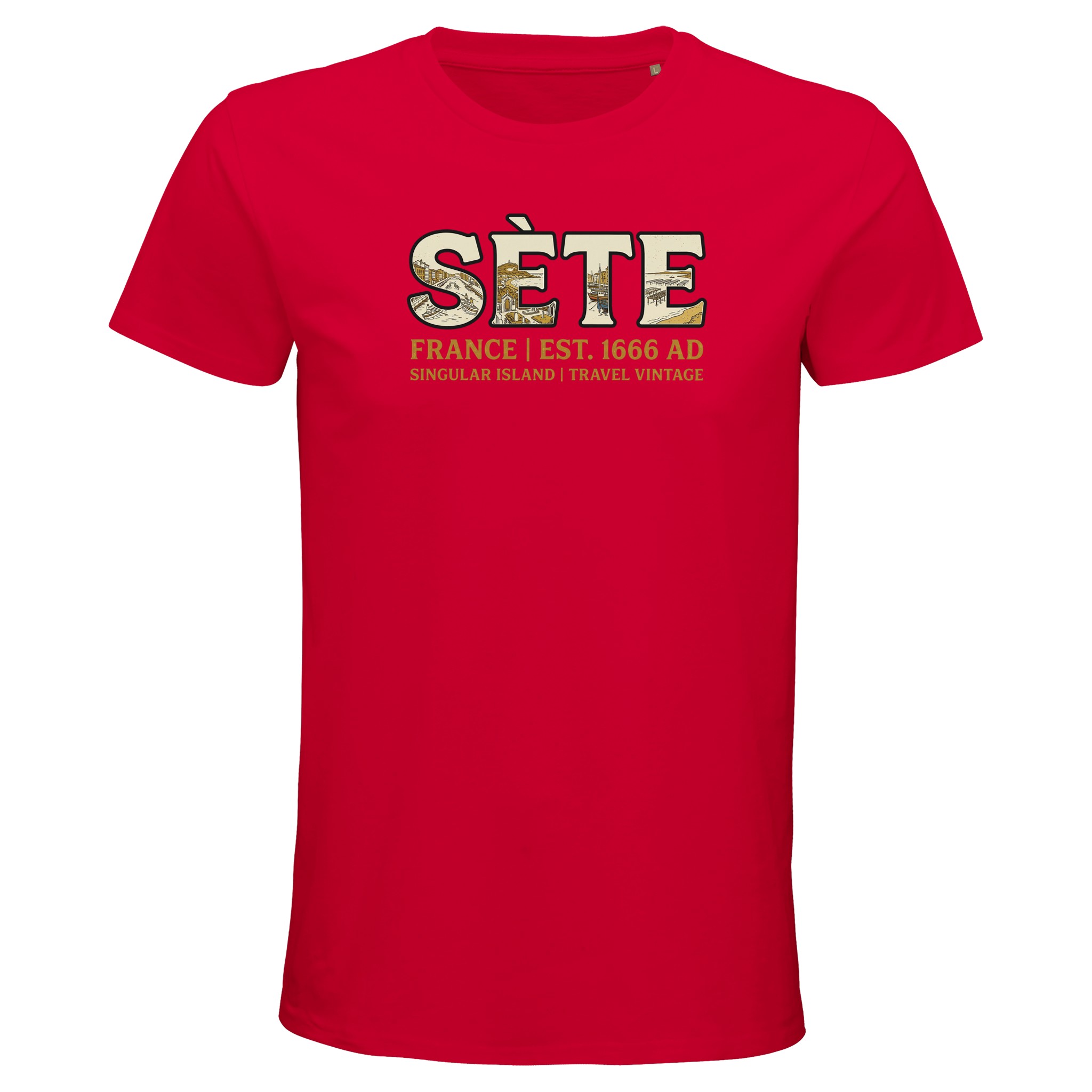 T-shirt Sète homme bio ajusté col rond T-shirt Sète homme bio ajusté col rond, coloris Rouge