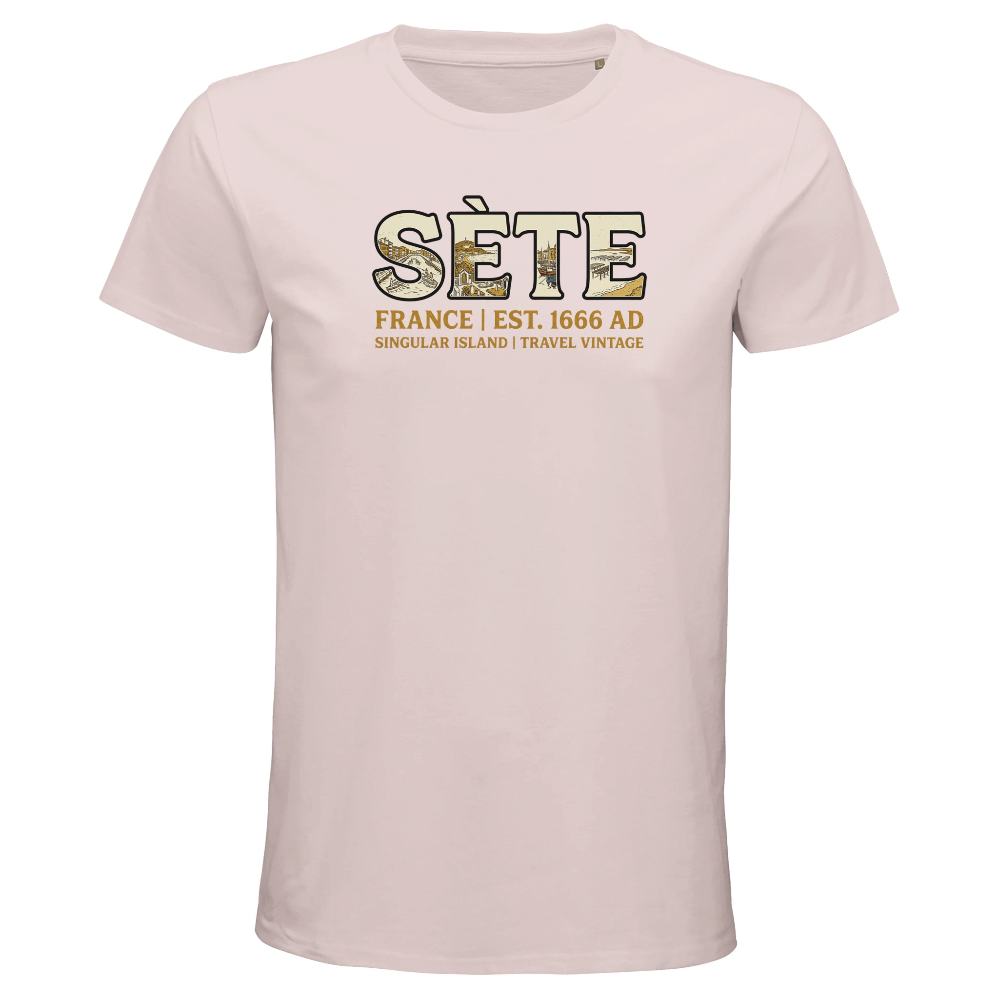 T-shirt Sète homme bio ajusté col rond T-shirt Sète homme bio ajusté col rond, coloris Pale Pink