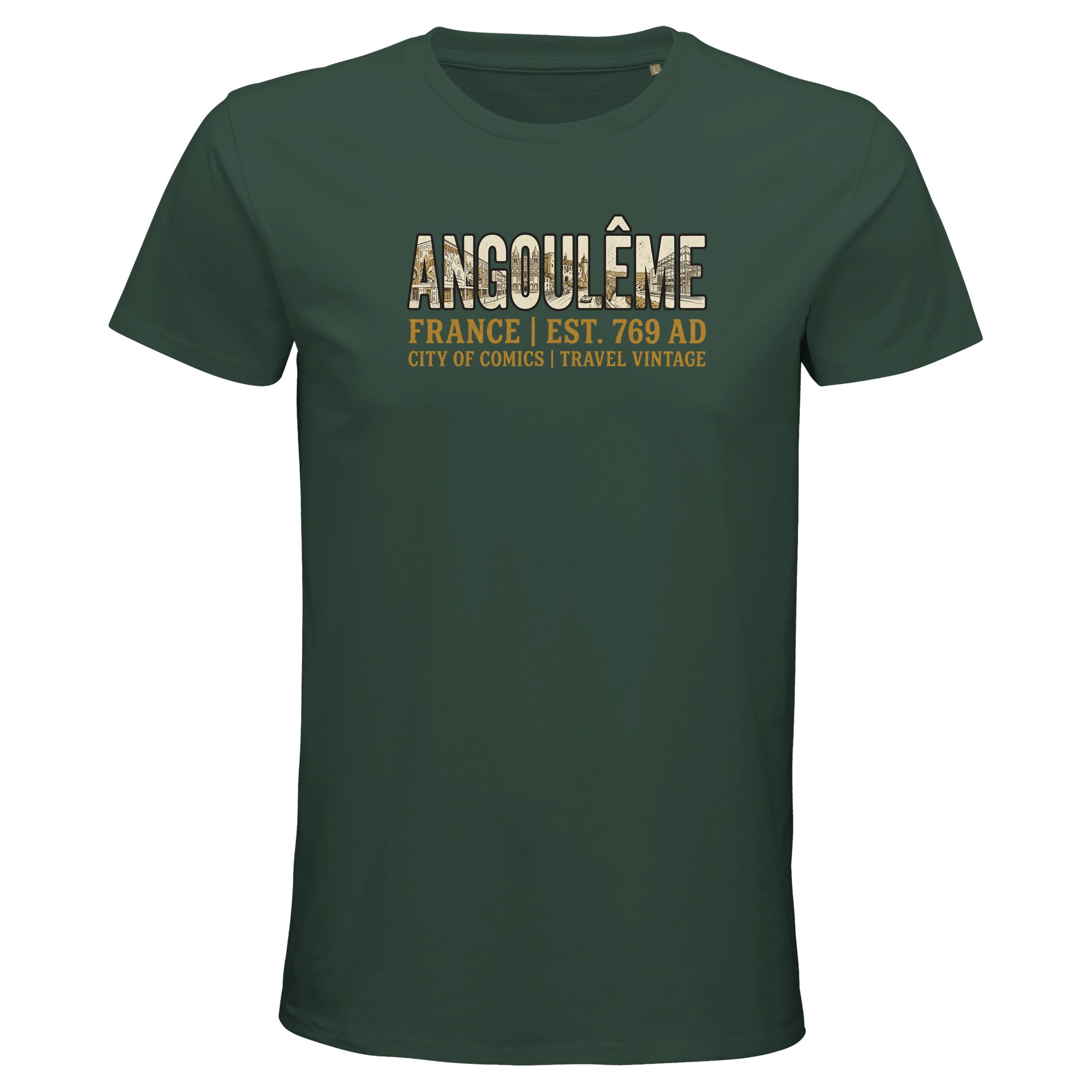 T-shirt Angoulême homme bio ajusté City of Comics T-shirt Angoulême homme bio ajusté City of Comics, coloris Vert bouteille