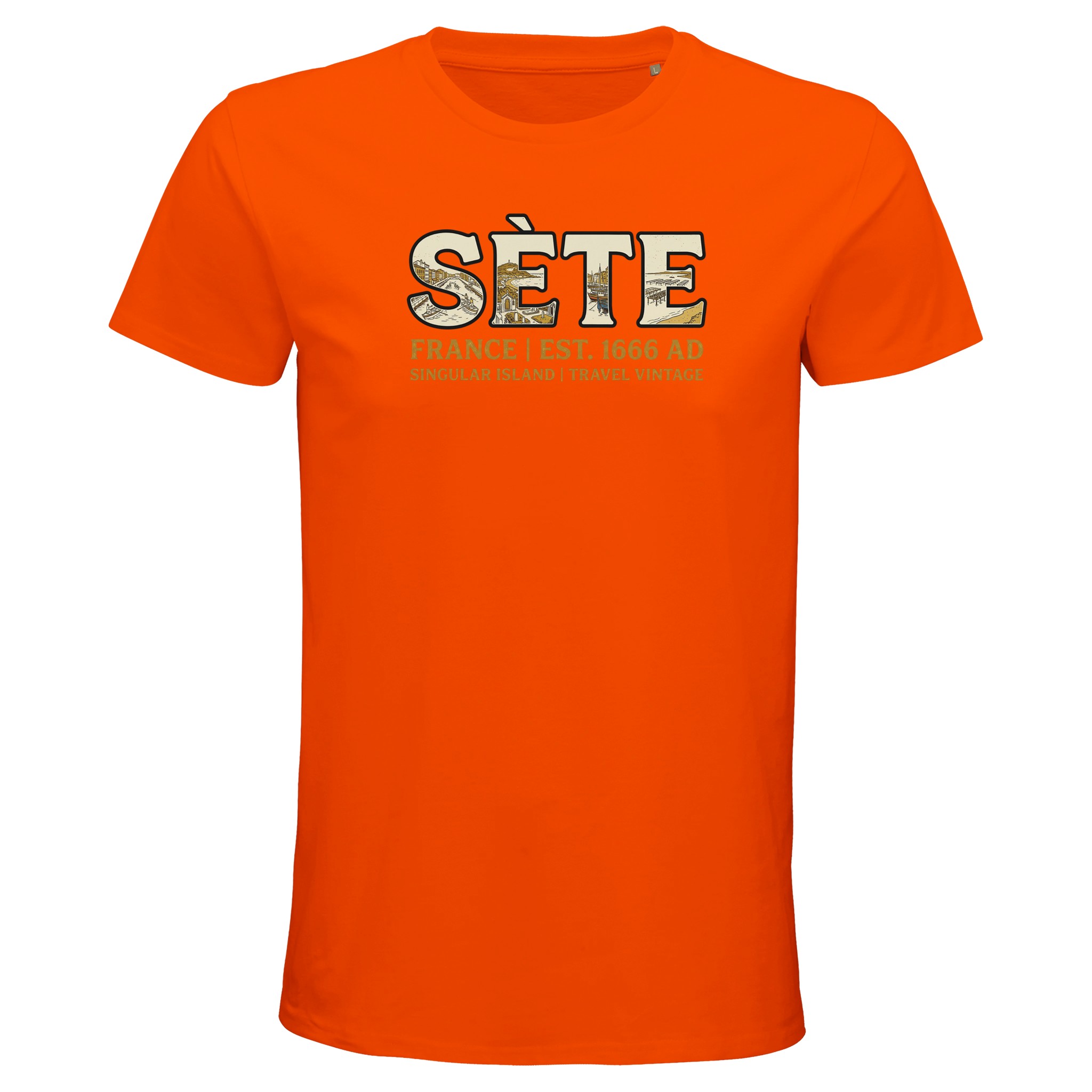 T-shirt Sète homme bio ajusté col rond T-shirt Sète homme bio ajusté col rond, coloris Orange