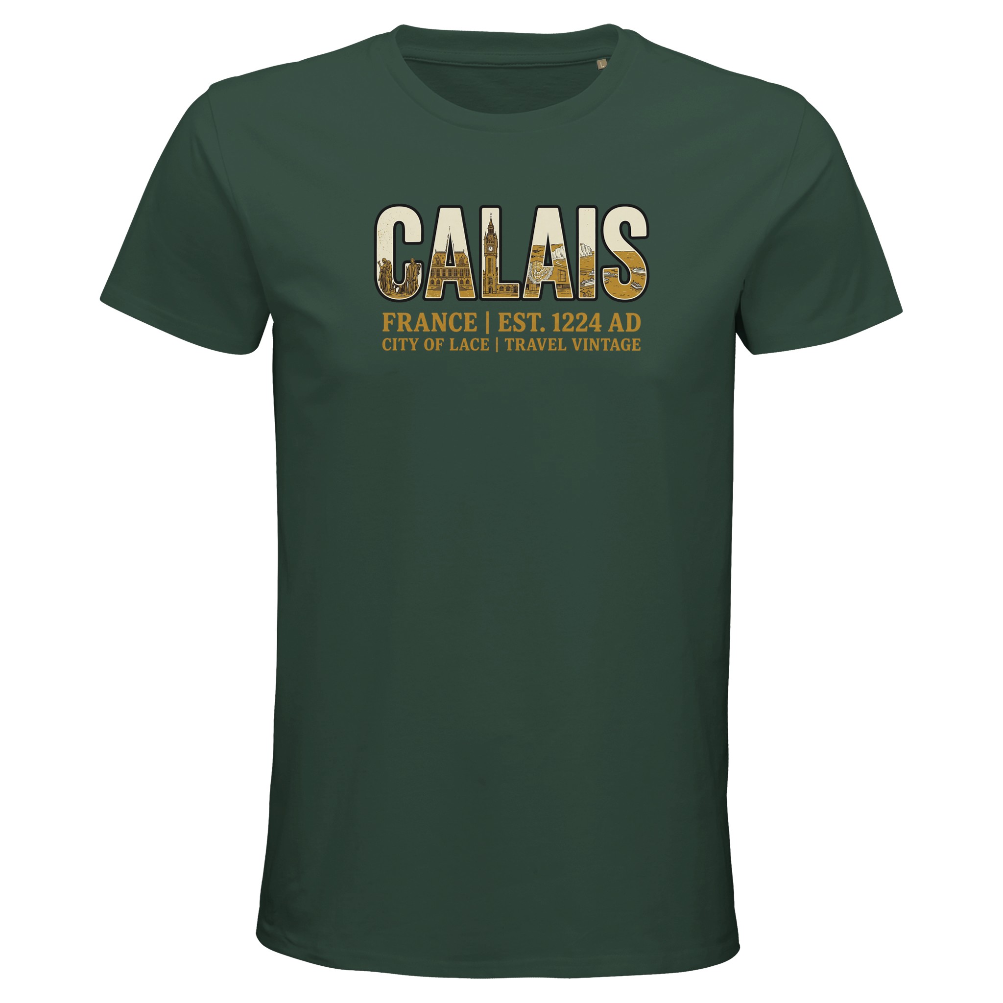 T-shirt Calais homme bio ajusté Cité de la dentelle T-shirt Calais homme bio ajusté Cité de la dentelle, coloris Vert bouteille
