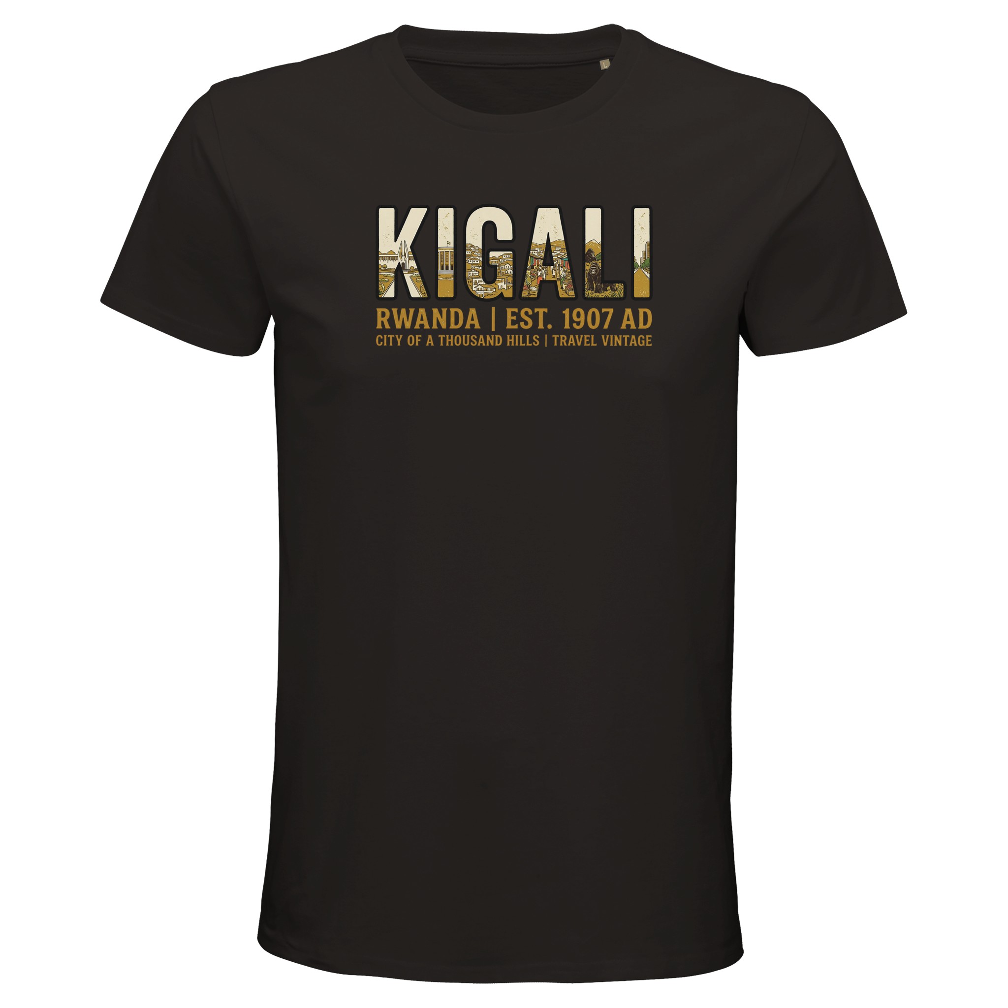 T-shirt Kigali homme bio ajusté, coloris Deep Black