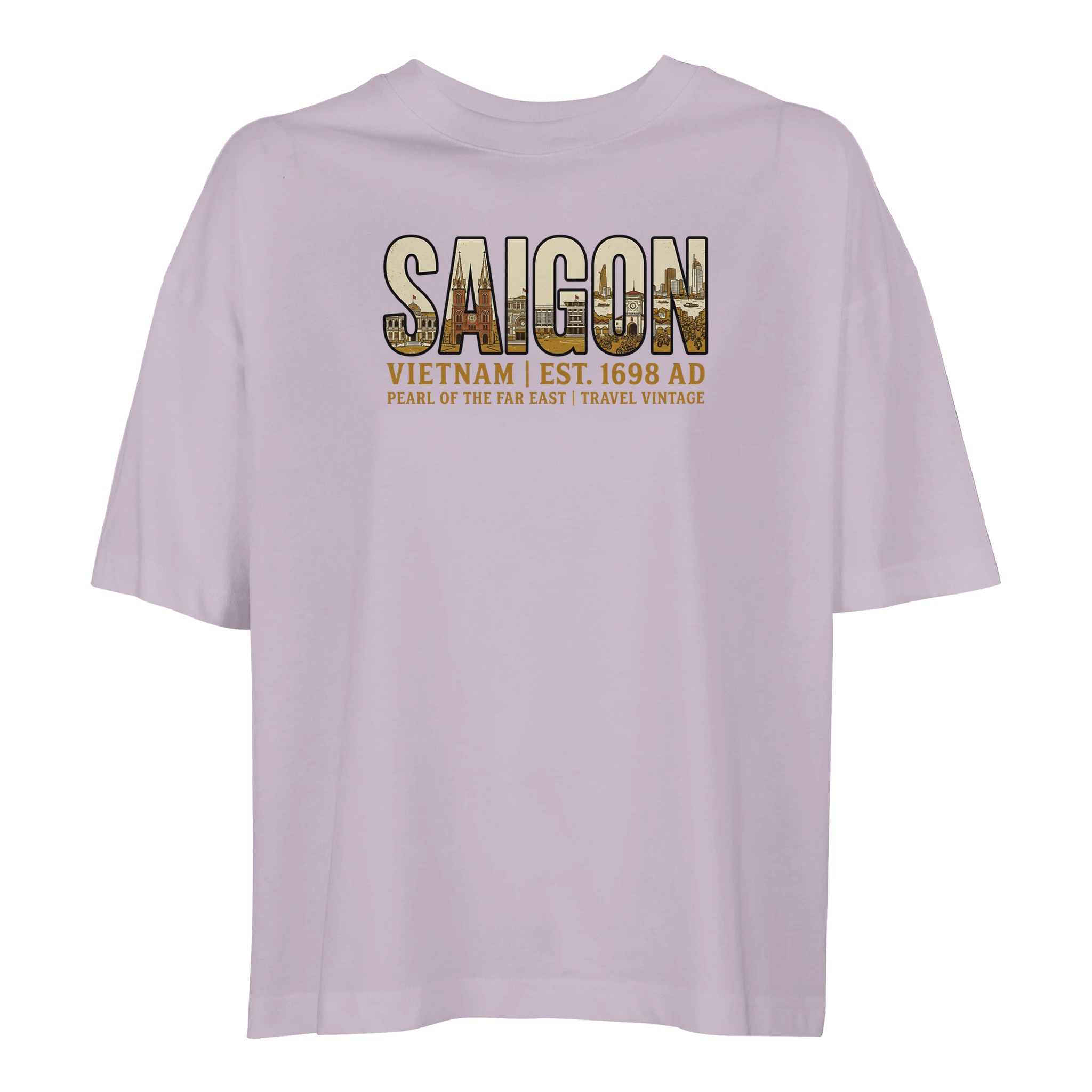 T-shirt Saïgon femme ample coton bio, coloris lilak