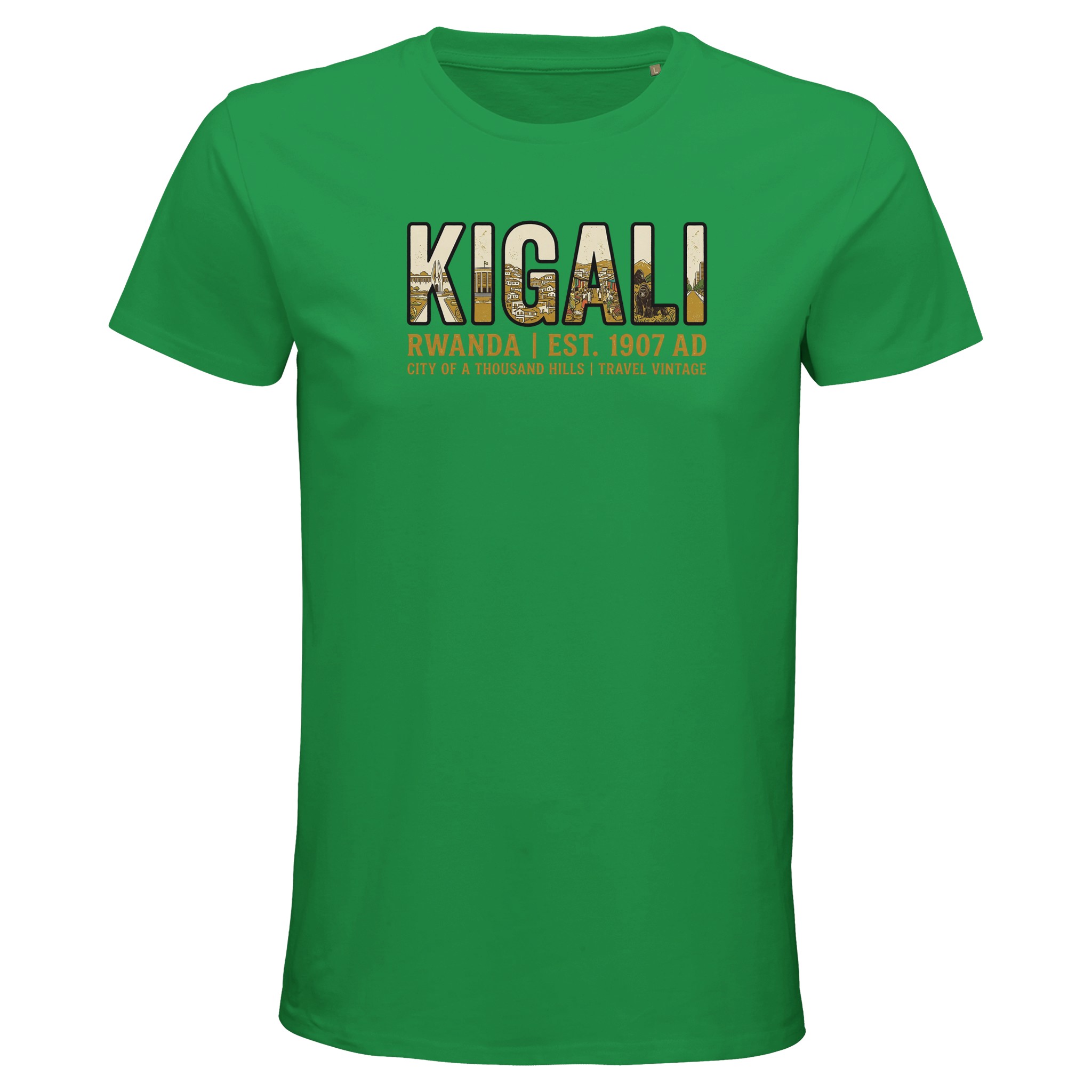 T-shirt Kigali homme bio ajusté, coloris Kelly Vert