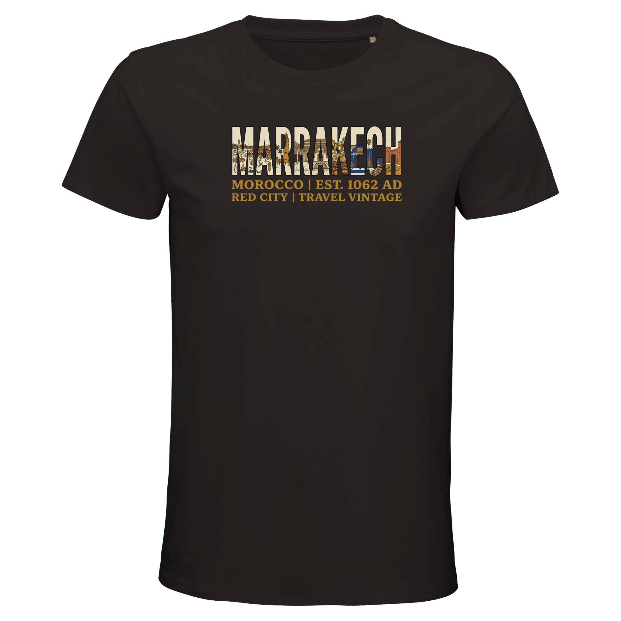 T-shirt Marrakech homme bio ajusté, coloris Deep Black