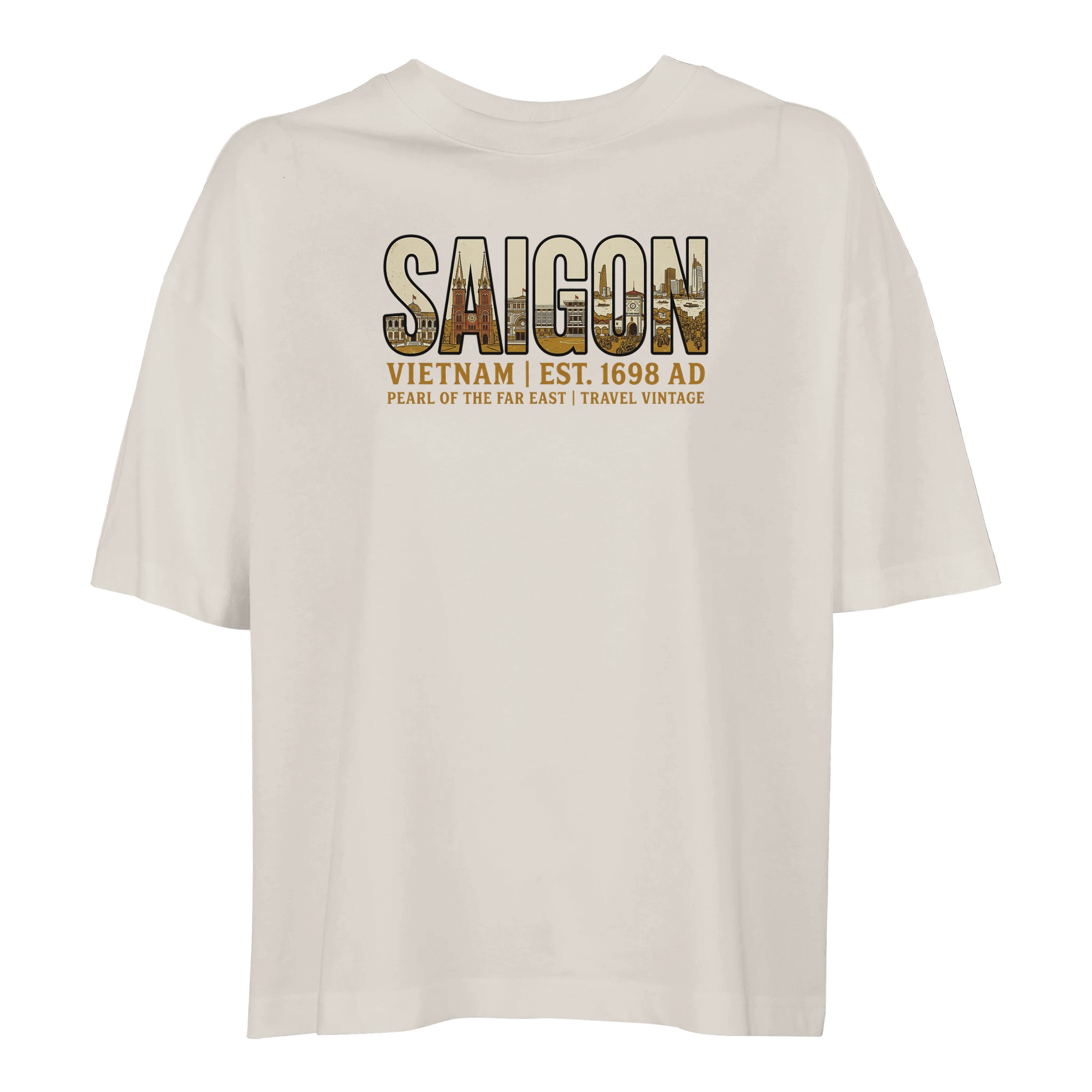 T-shirt Saïgon femme ample coton bio, coloris Off White