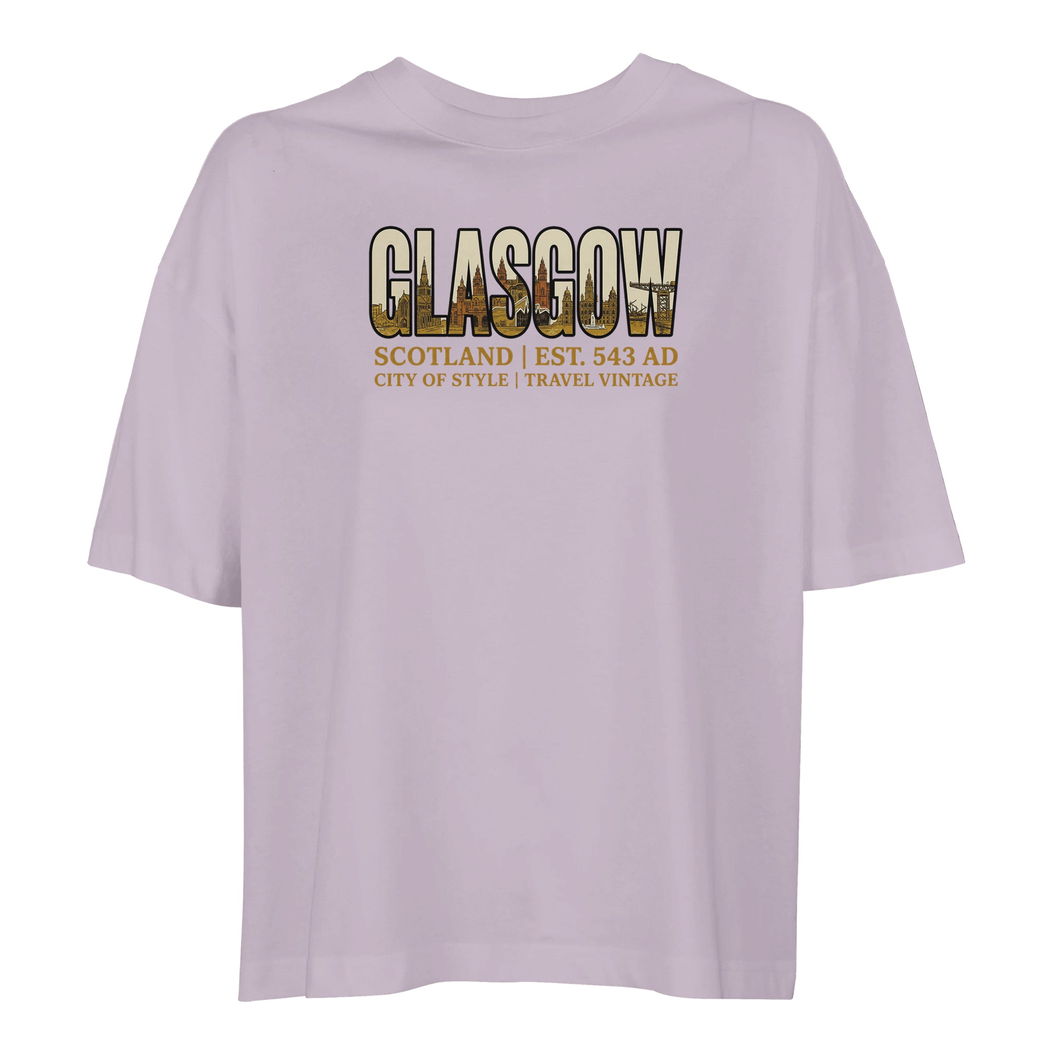 T-shirt Glasgow femme ample coton bio conversion, coloris lilak