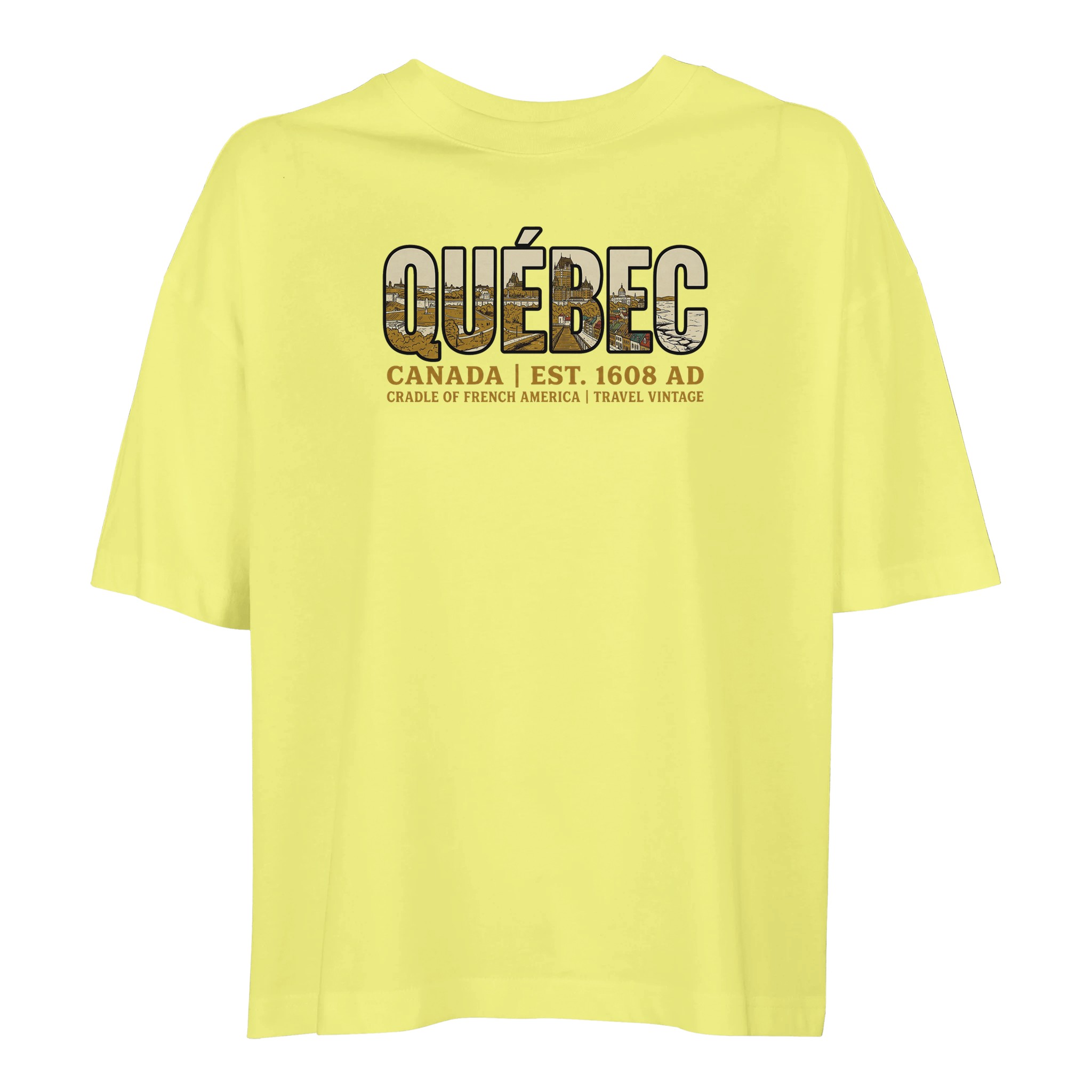T-shirt Québec femme ample coton bio premium, coloris Jaune clair