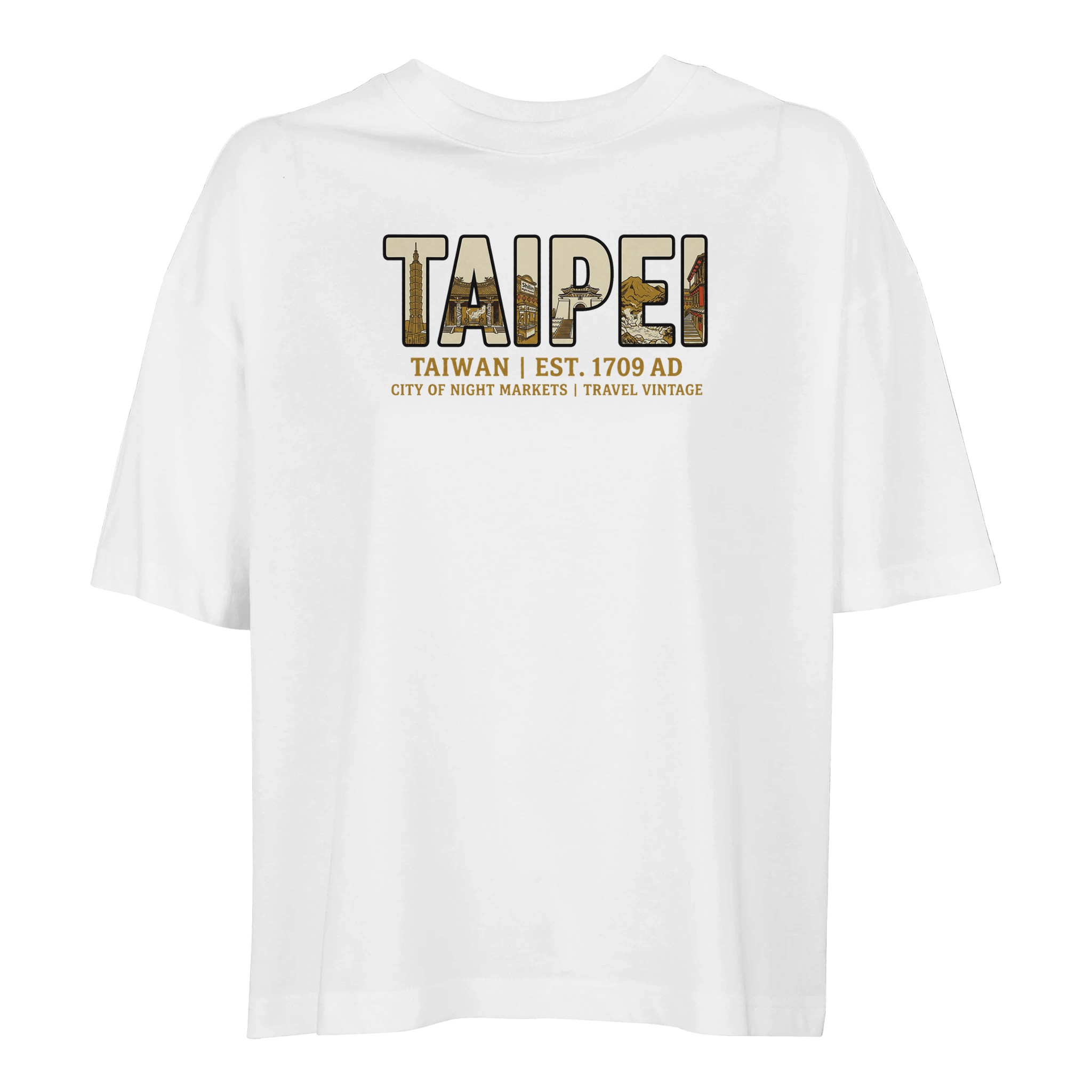 T-shirt Taipei femme ample coton bio en conversion, coloris Blanc