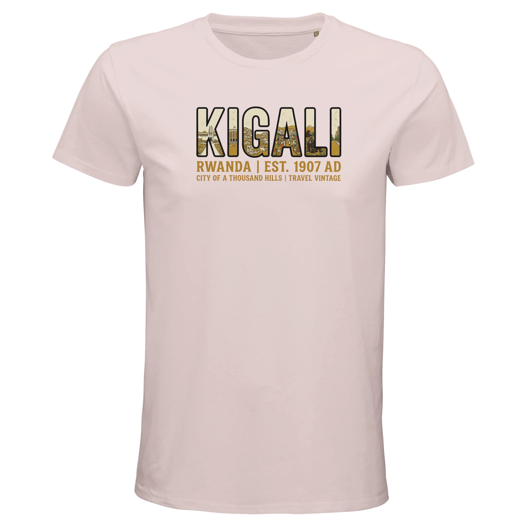 T-shirt Kigali homme bio ajusté, coloris Pale Pink