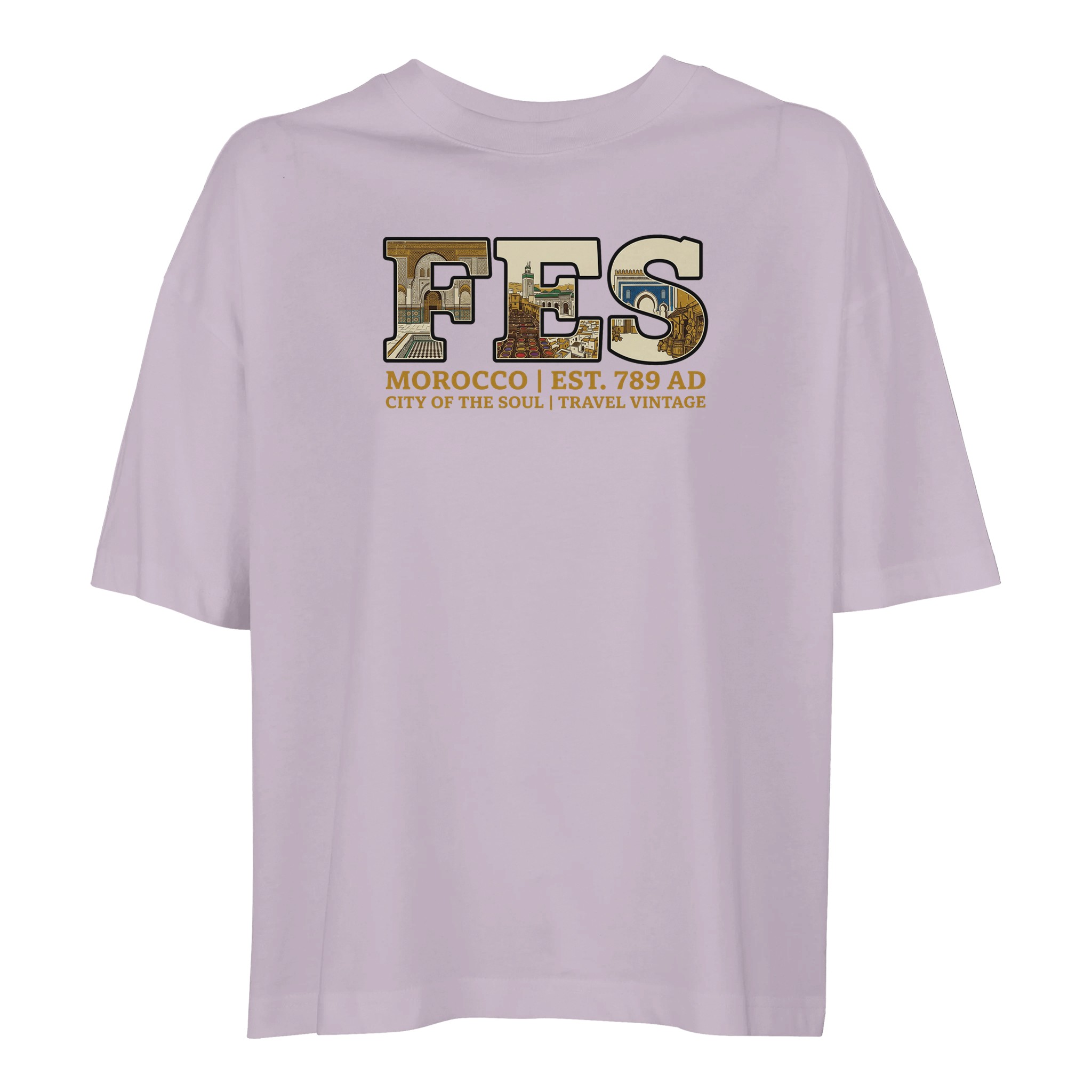 T-shirt Fès femme ample coton bio, coloris lilak