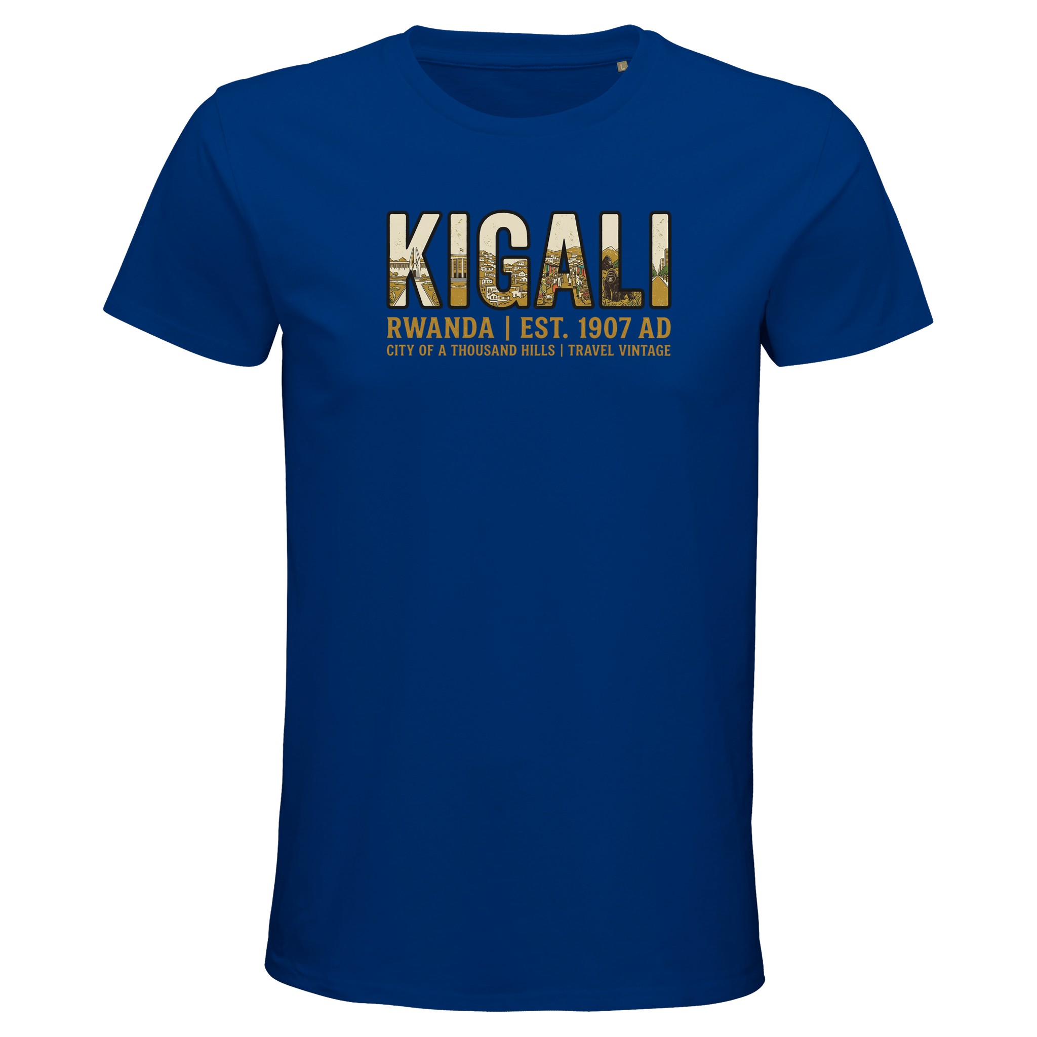 T-shirt Kigali homme bio ajusté, coloris Royal Blue