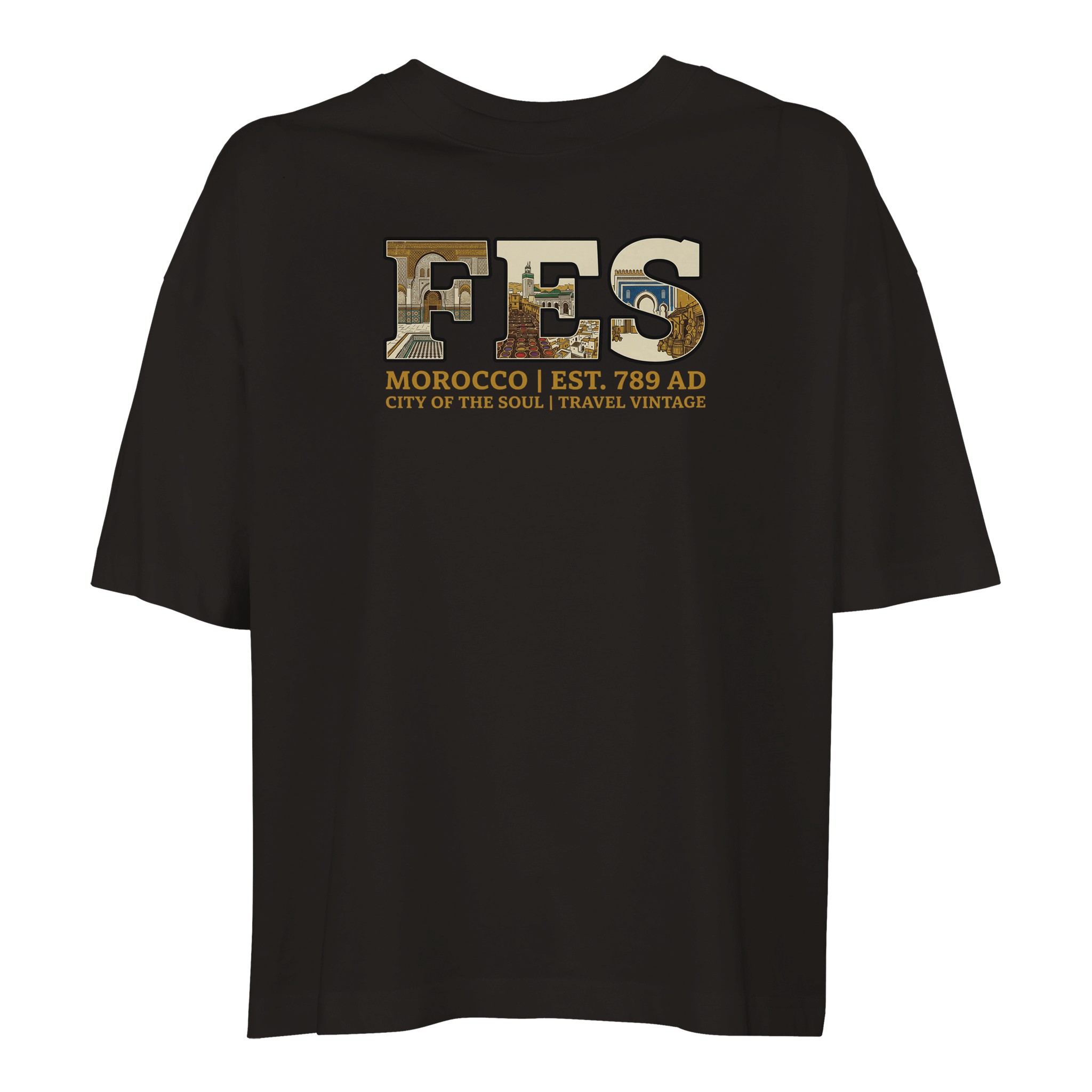 T-shirt Fès femme ample coton bio, coloris Deep Black