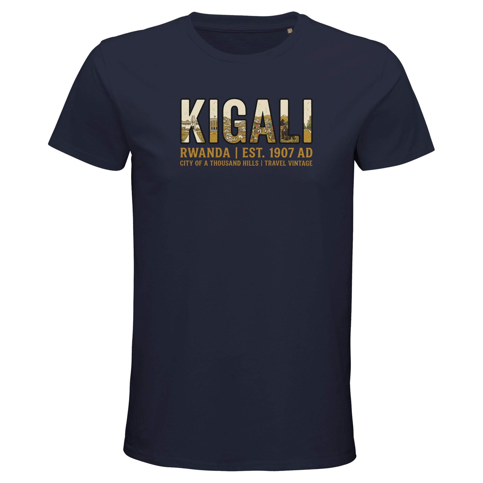 T-shirt Kigali homme bio ajusté, coloris French Navy