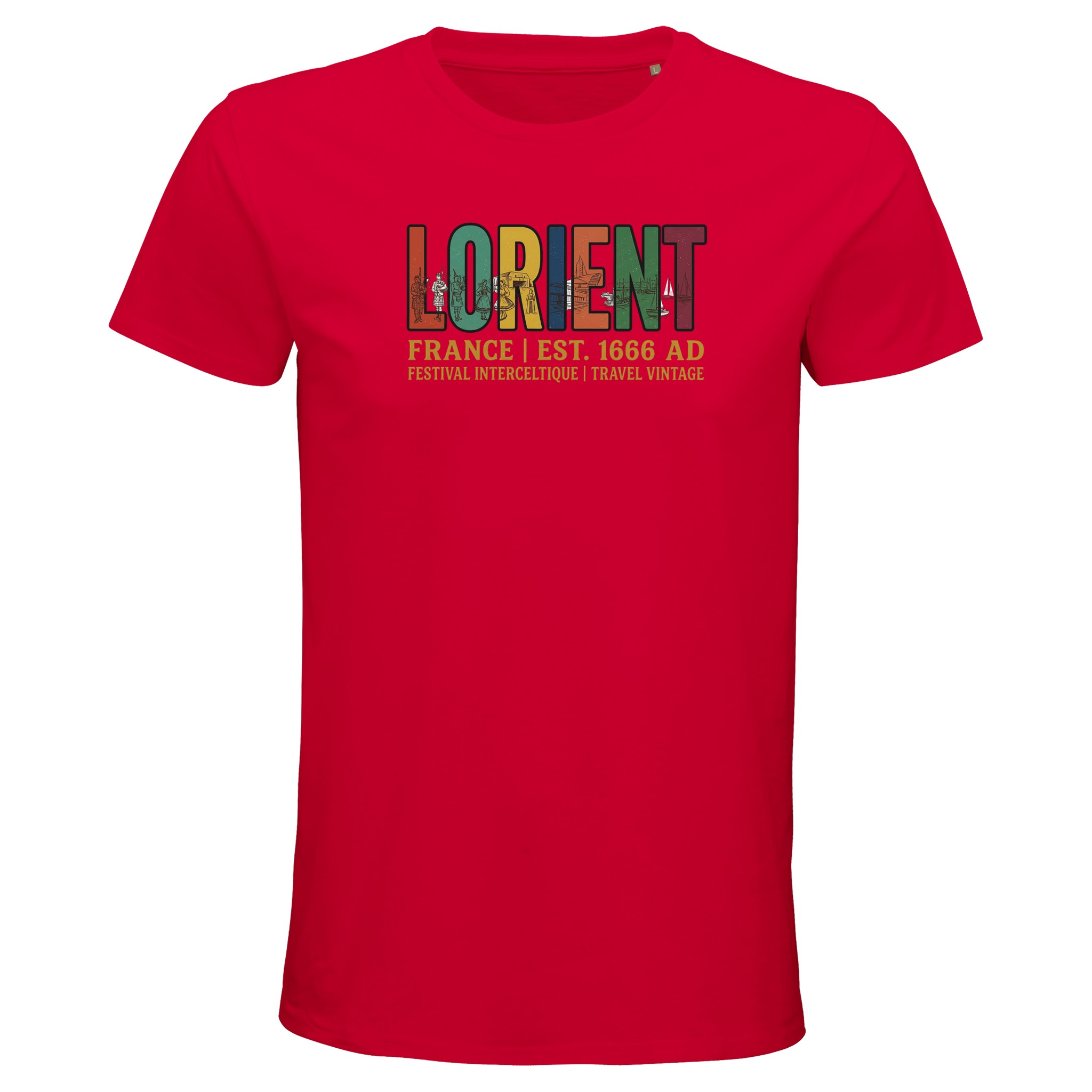 T-shirt Lorient FESTIVAL INTERCELTIQUE bio, coloris Rouge