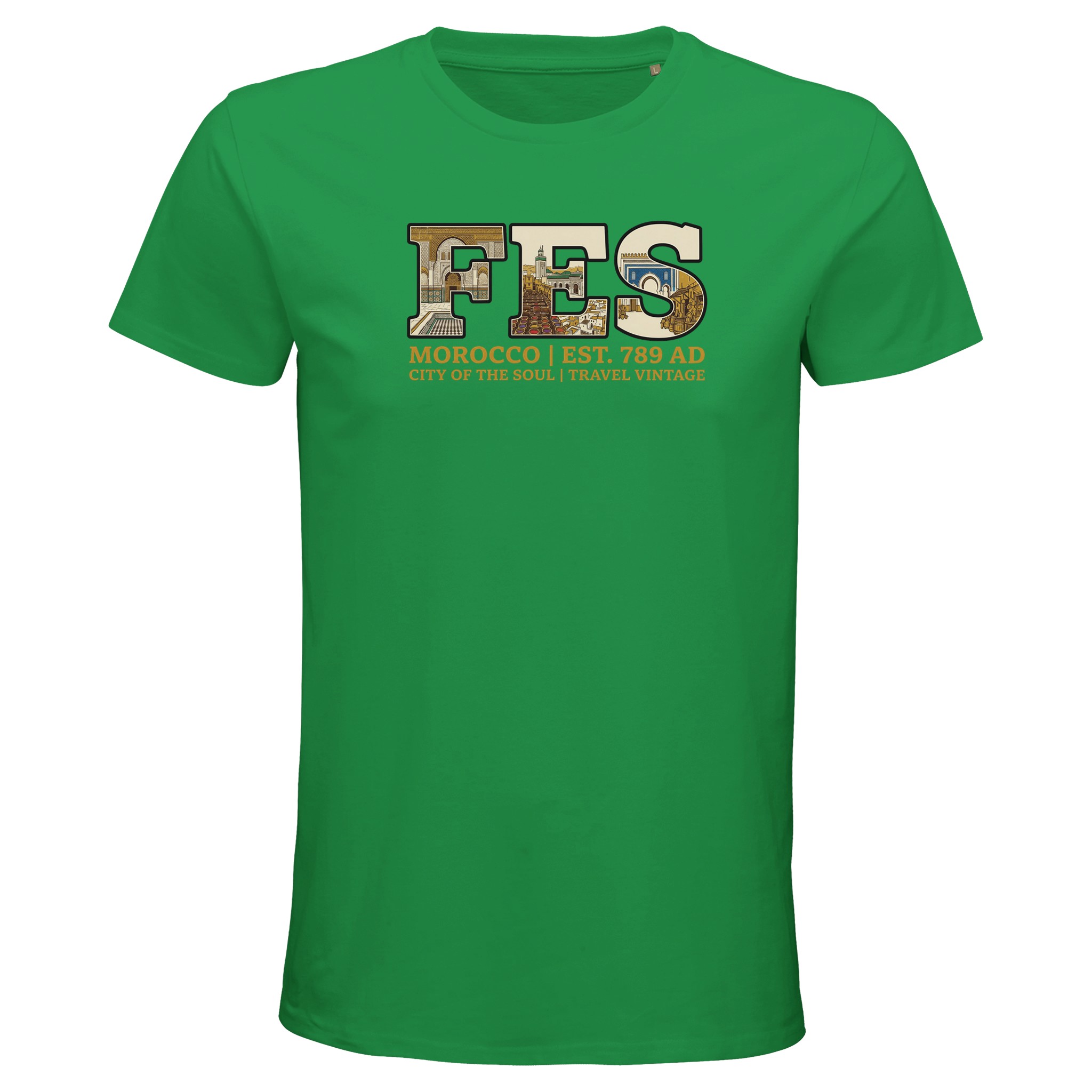 T-shirt Fès homme bio ajusté coton naturel, coloris Kelly Vert