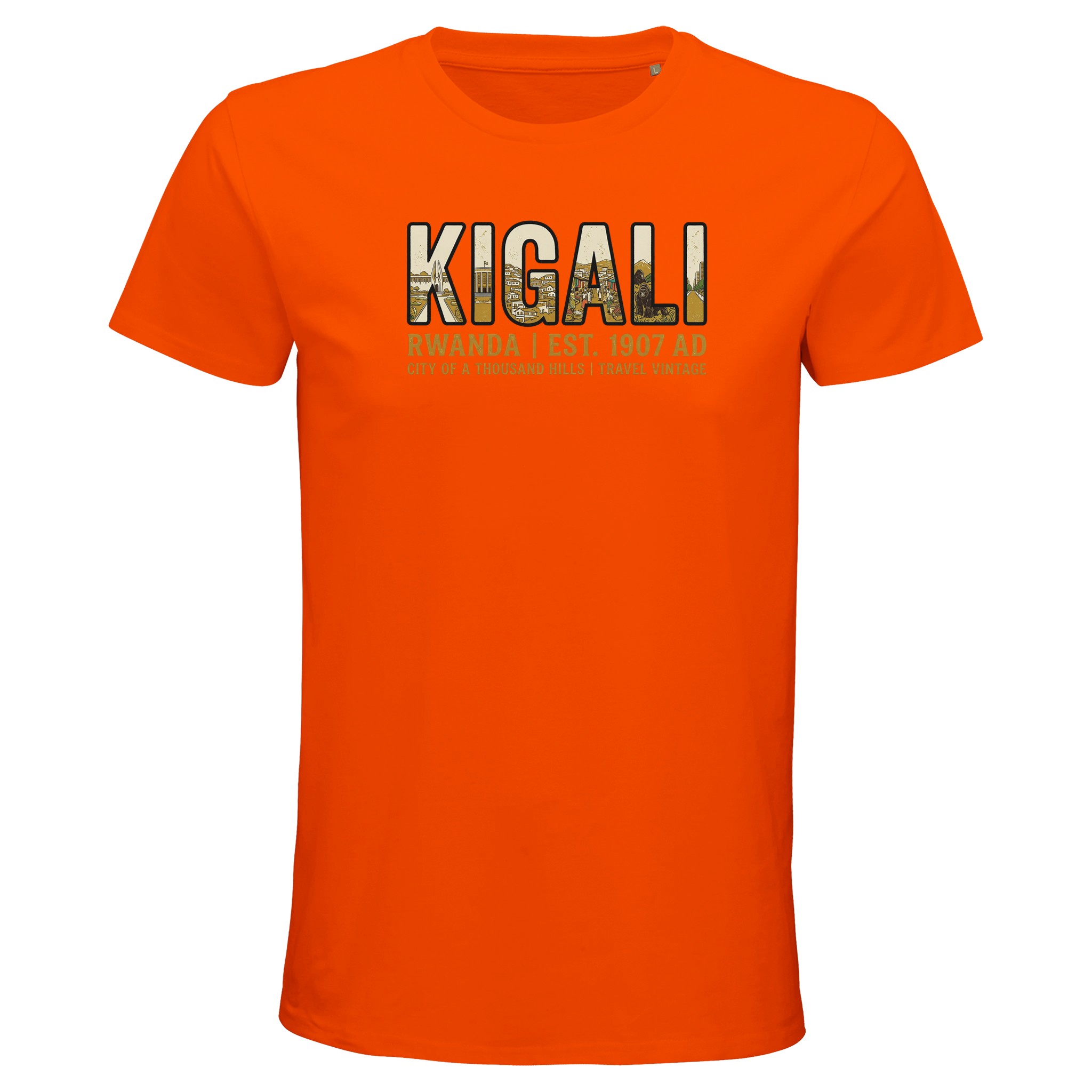 T-shirt Kigali homme bio ajusté, coloris Orange