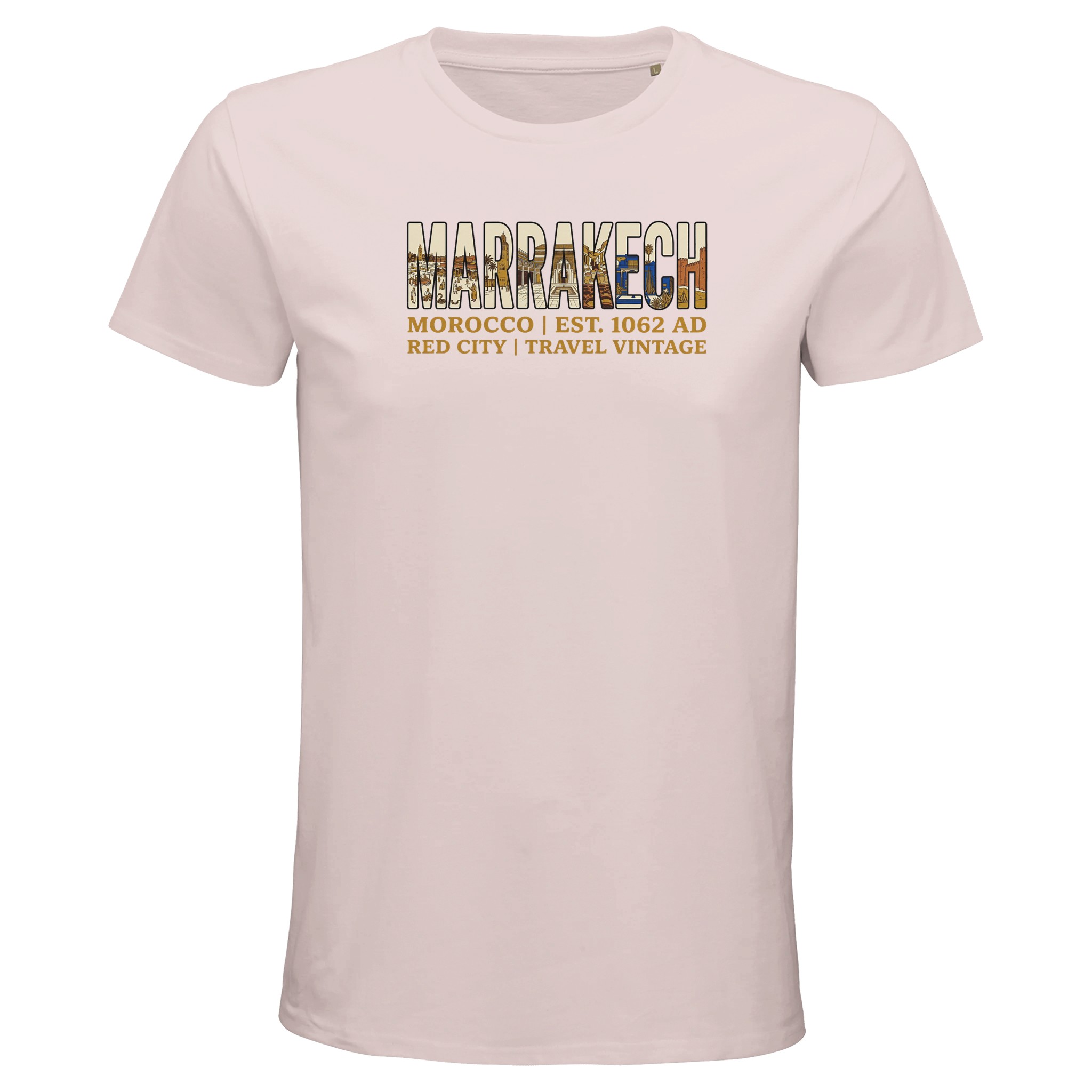 T-shirt Marrakech homme bio ajusté, coloris Pale Pink
