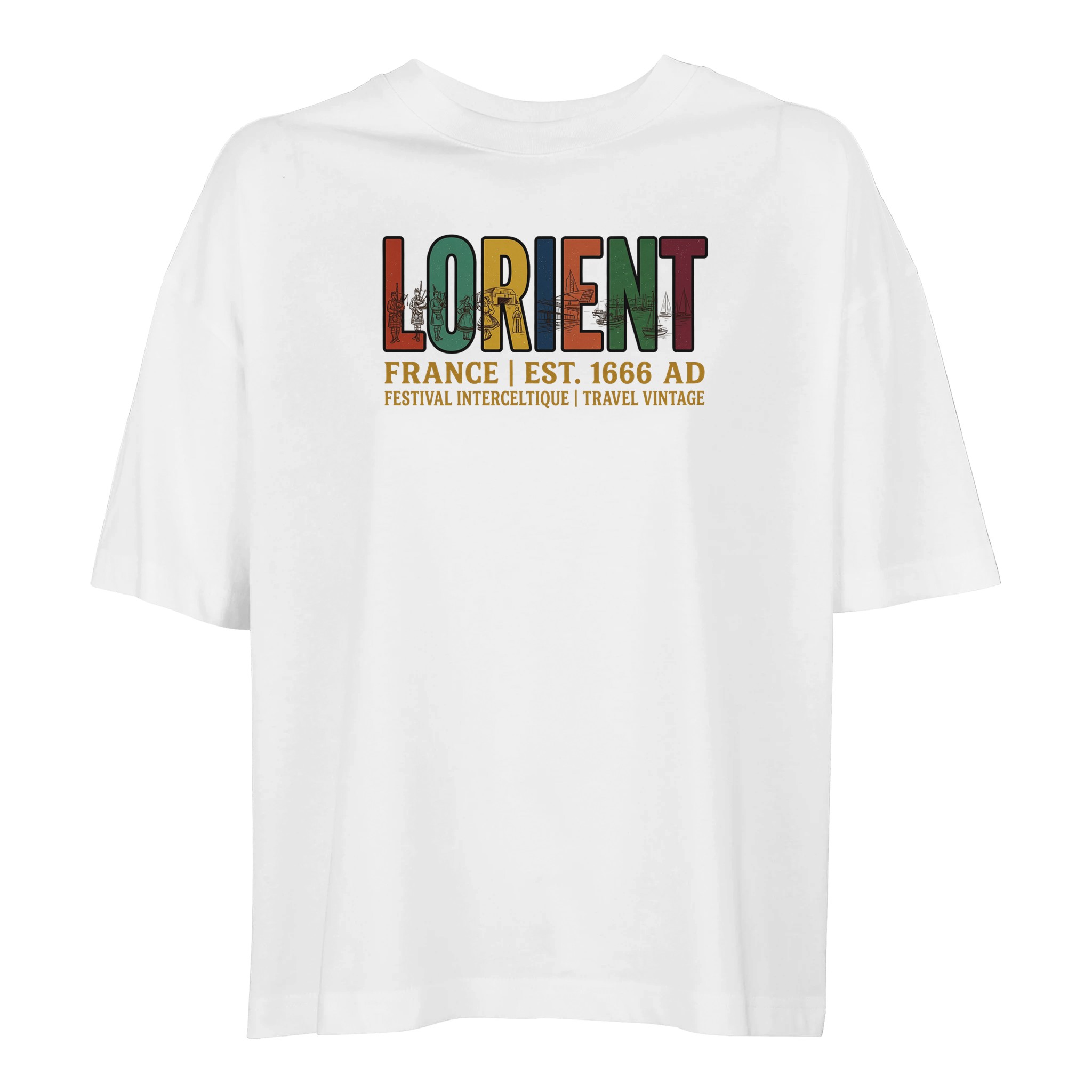 T-shirt Lorient Festival Interceltique femme bio ample, coloris Blanc