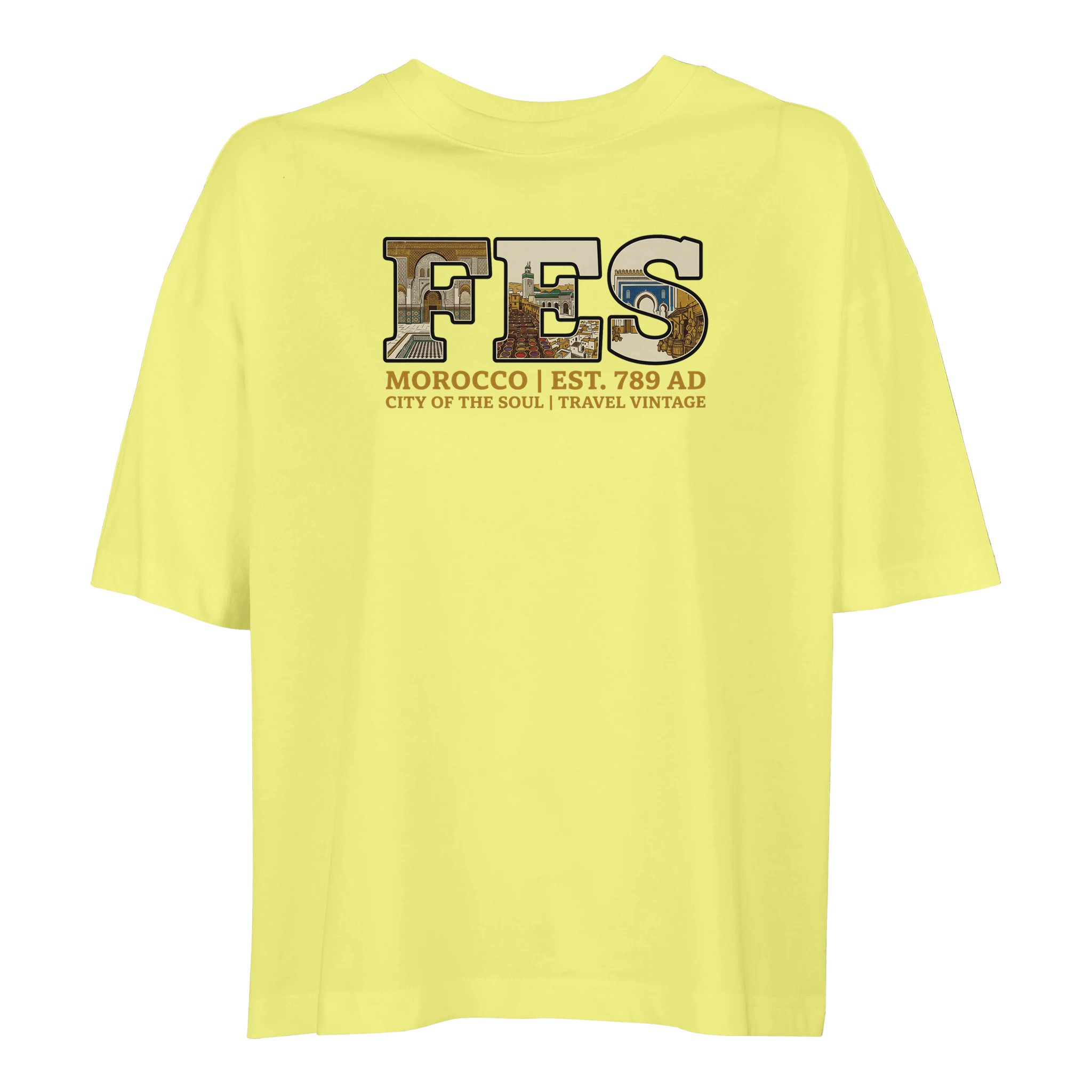 T-shirt Fès femme ample coton bio, coloris Jaune clair