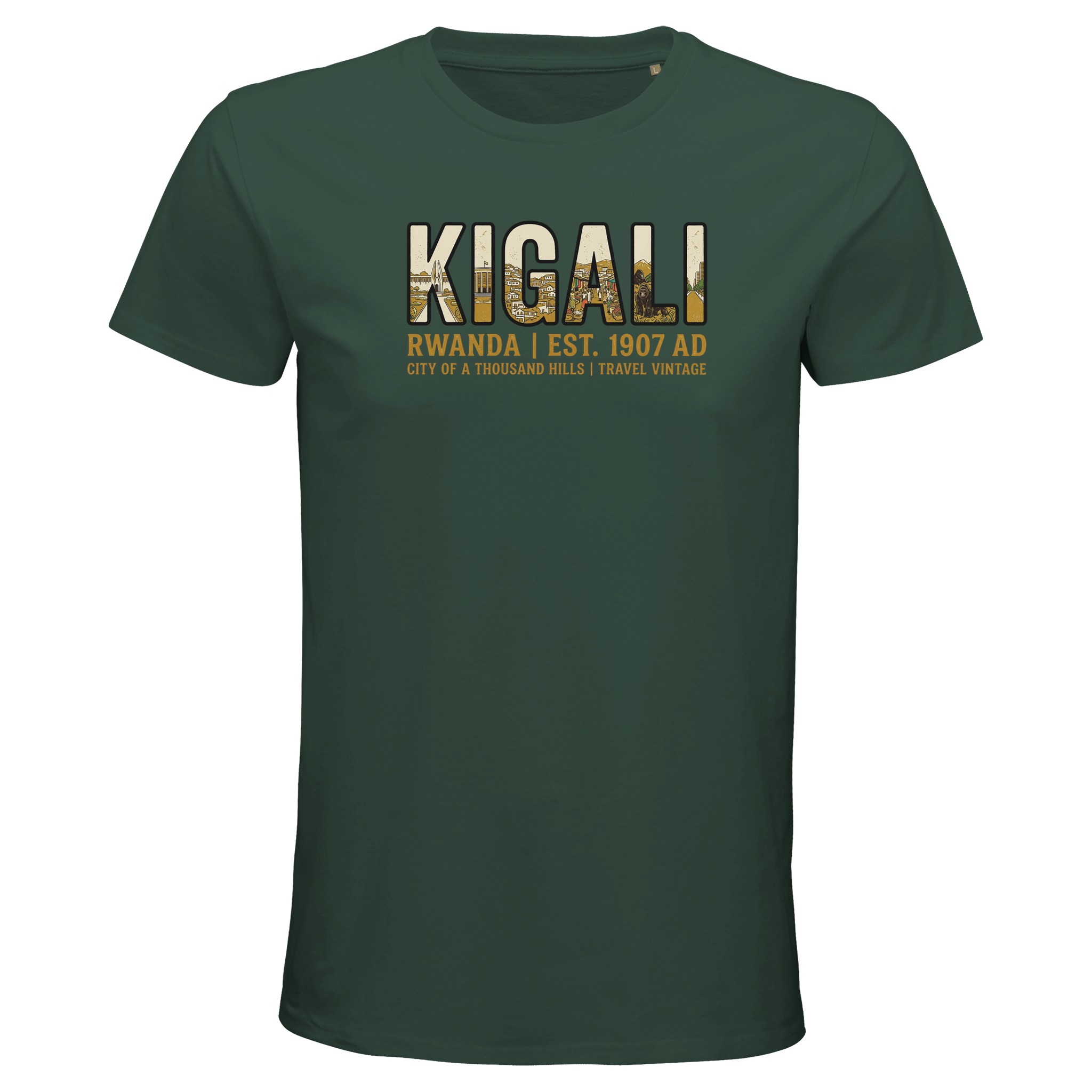 T-shirt Kigali homme bio ajusté, coloris Vert bouteille