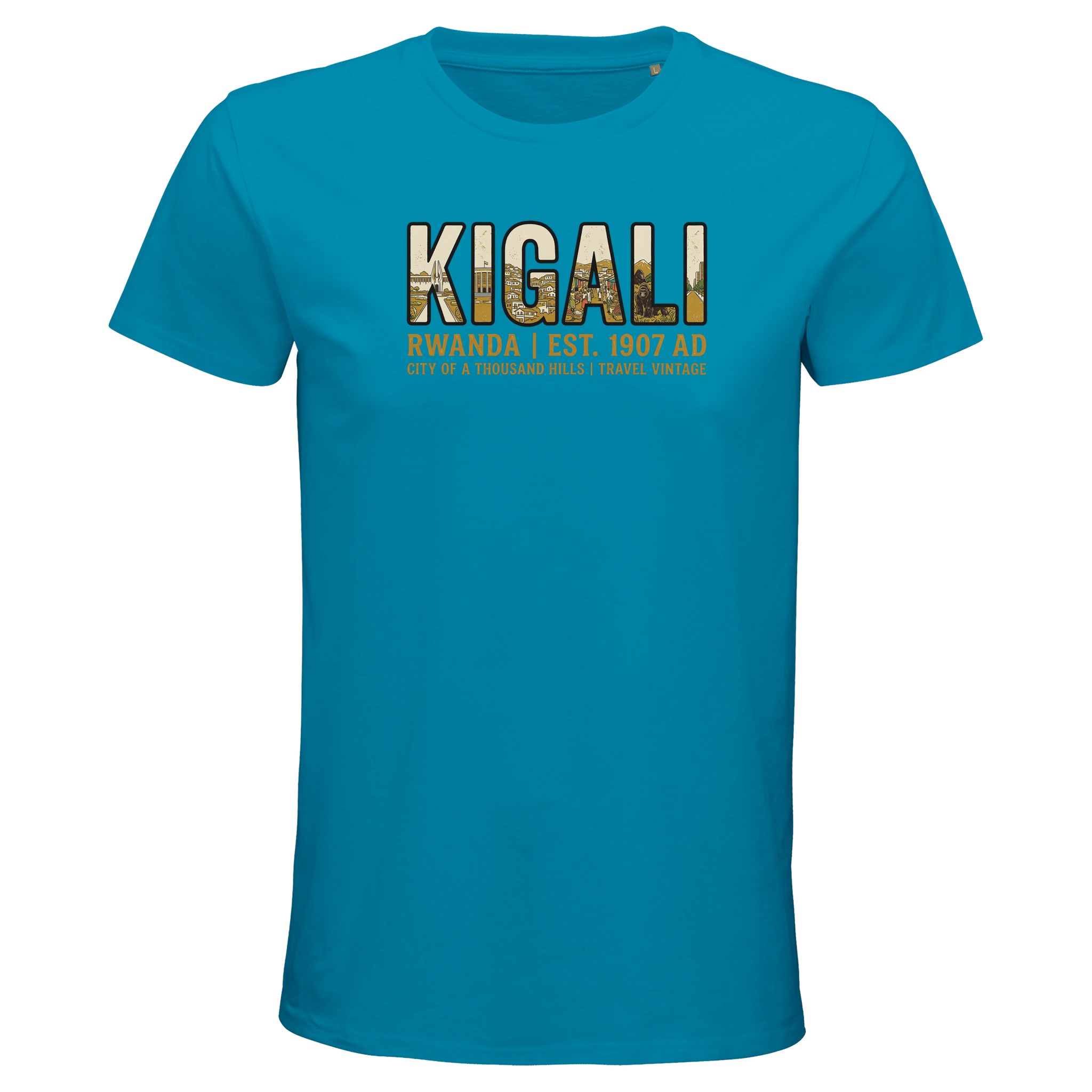 T-shirt Kigali homme bio ajusté, coloris Aqua