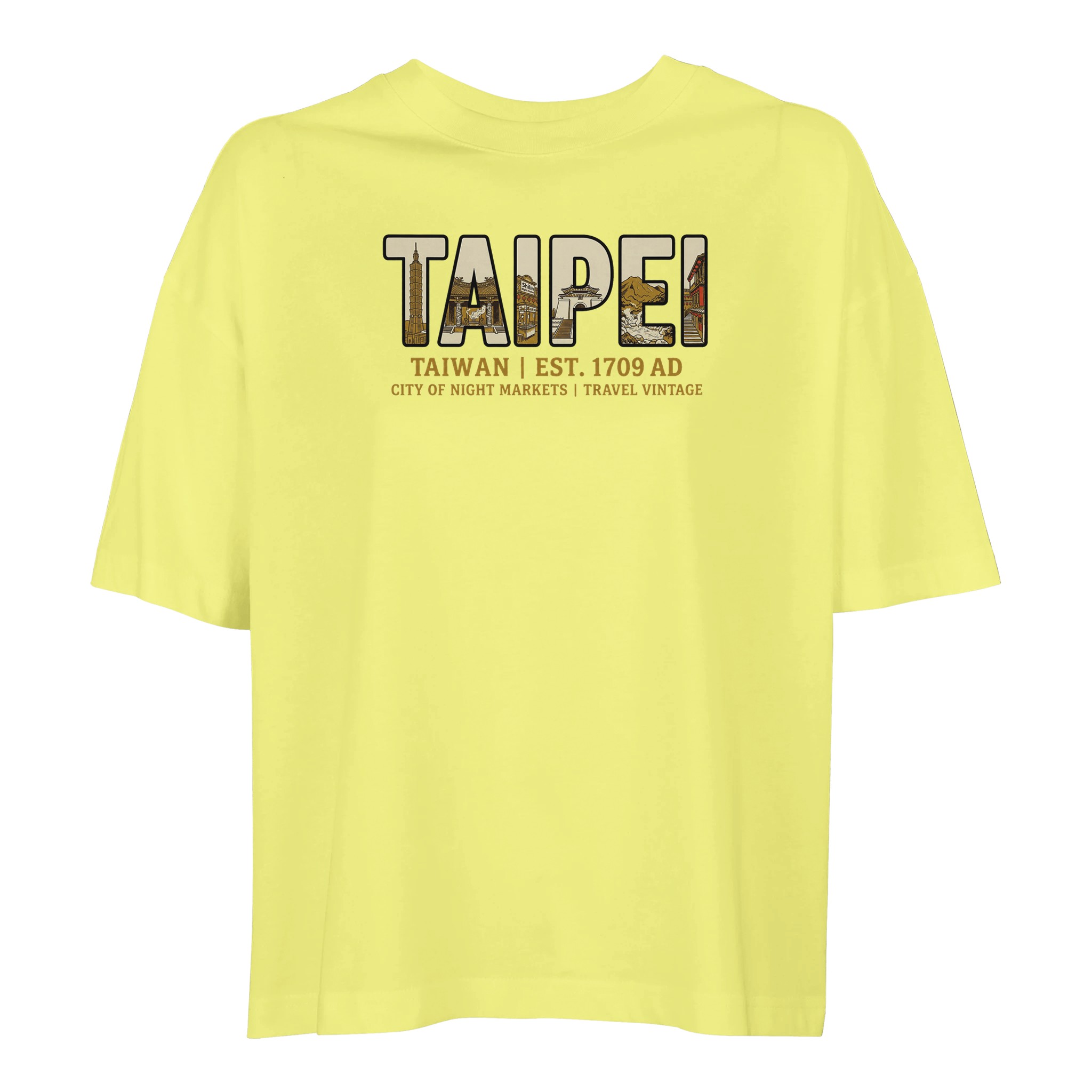 T-shirt Taipei femme ample coton bio en conversion, coloris Jaune clair