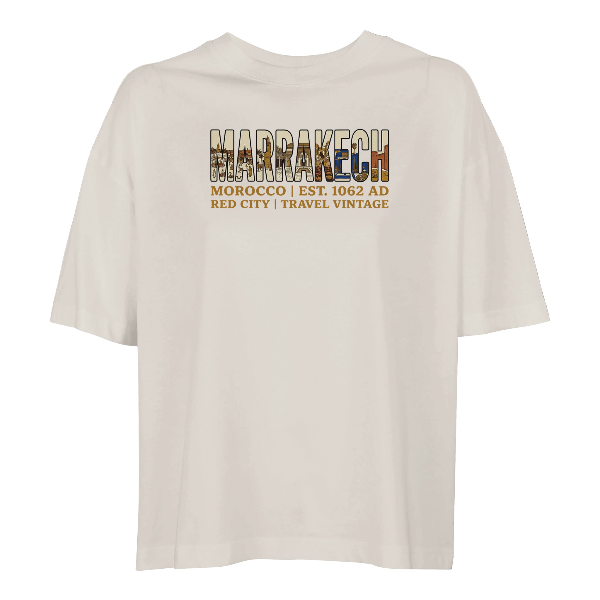 T-shirt Marrakech femme ample coton bio conversion, coloris Off White