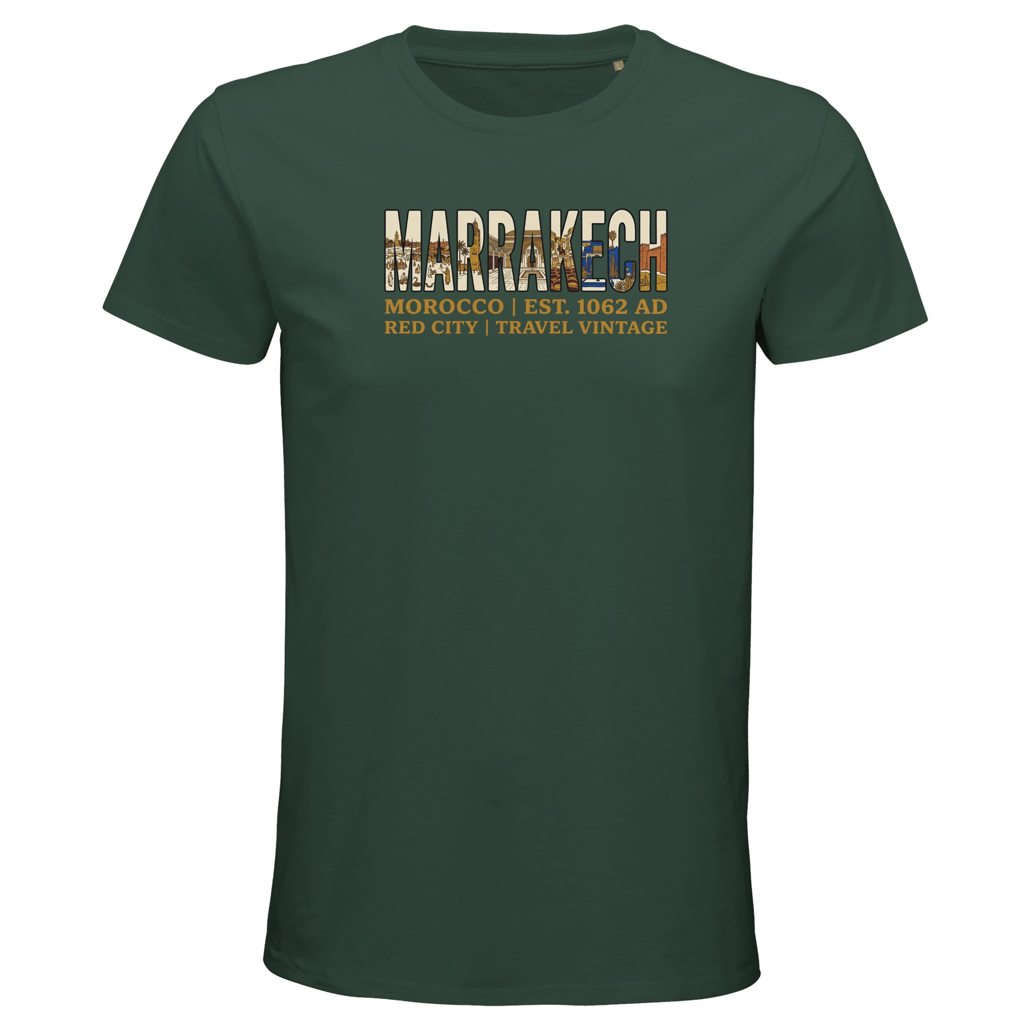 T-shirt Marrakech homme bio ajusté, coloris Vert bouteille