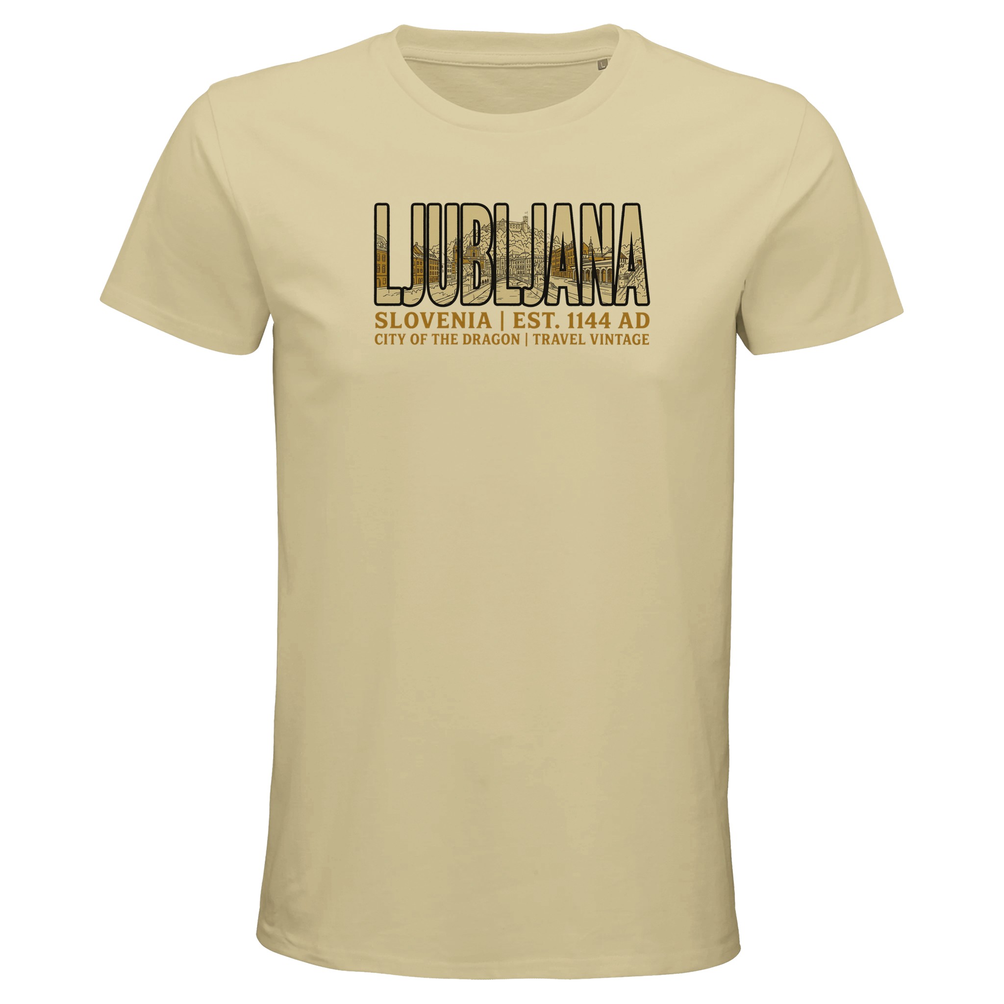 T-shirt Ljubljana homme bio ajusté ville de Slovénie, coloris Natural