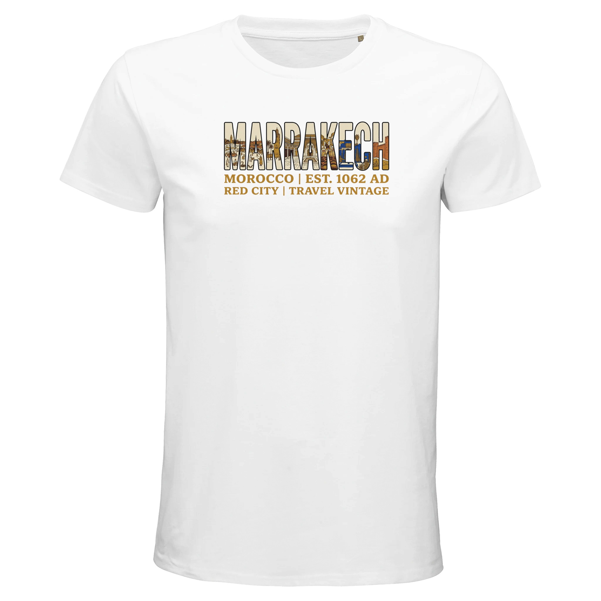 T-shirt Marrakech homme bio ajusté, coloris Blanc