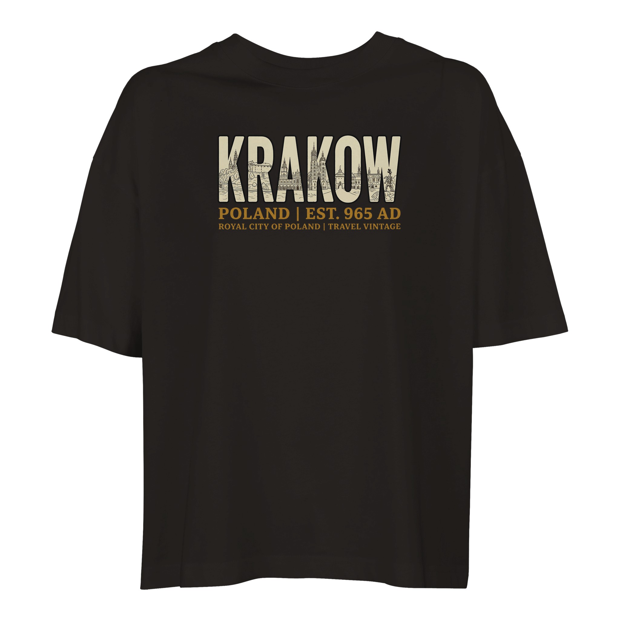 T-shirt Cracovie femme ample coton bio vintage T-shirt Cracovie femme ample coton bio vintage, coloris Deep Black