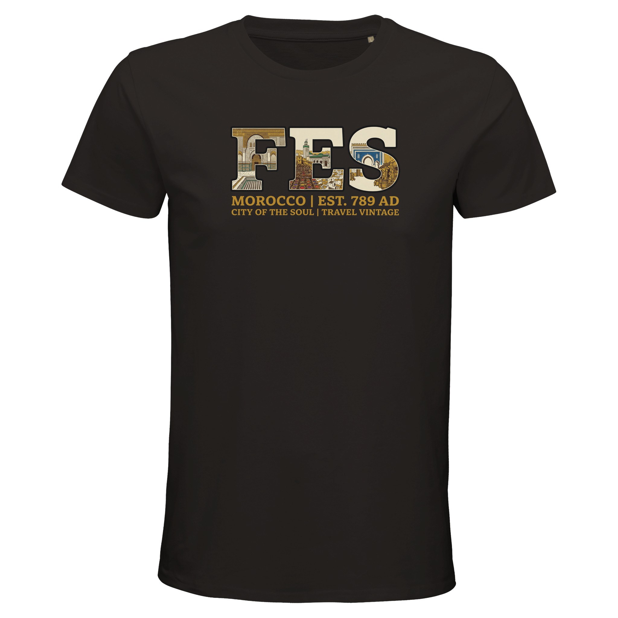 T-shirt Fès homme bio ajusté coton naturel, coloris Deep Black