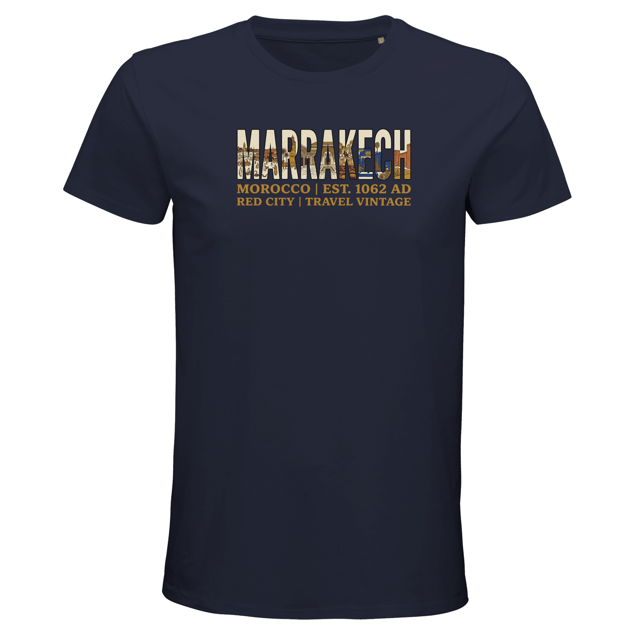 T-shirt Marrakech homme bio ajusté, coloris French Navy